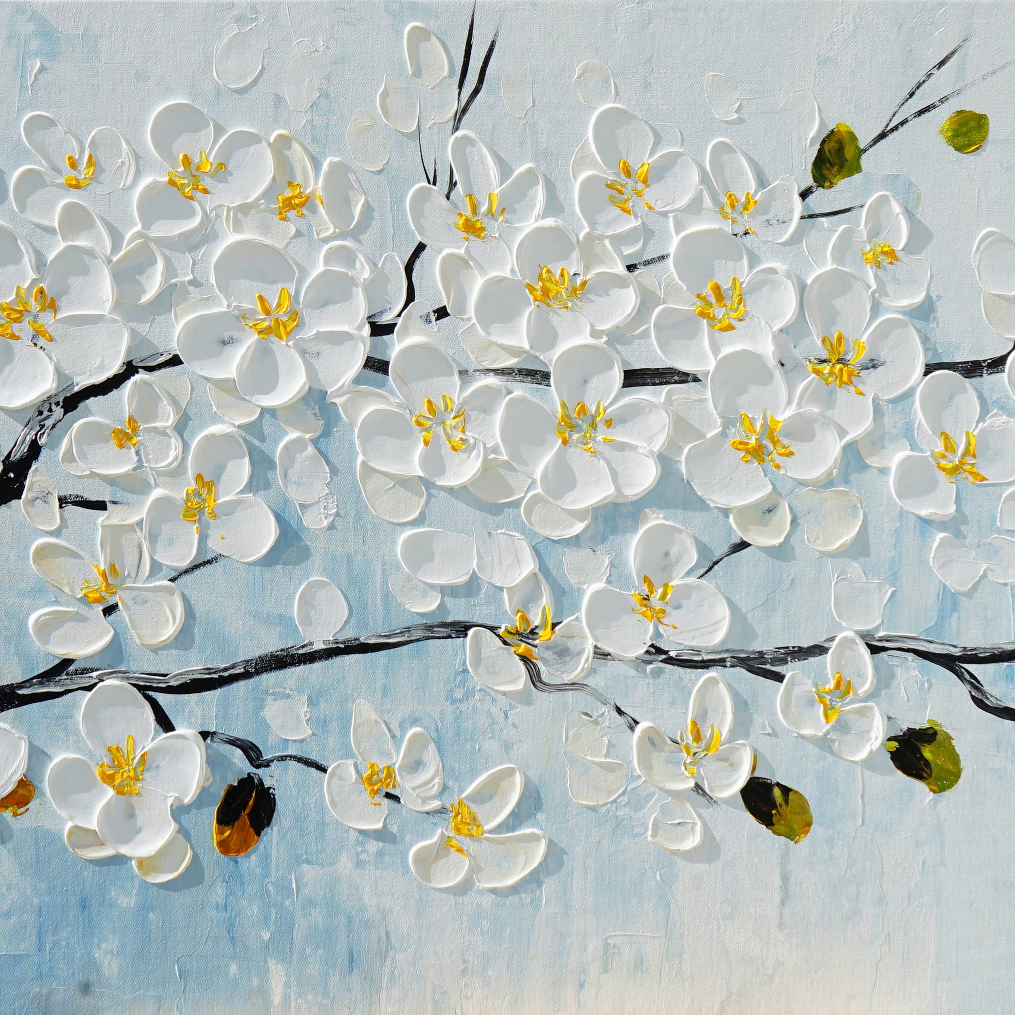 Dipinto a mano acrilico su tela Floreale 60x150cm