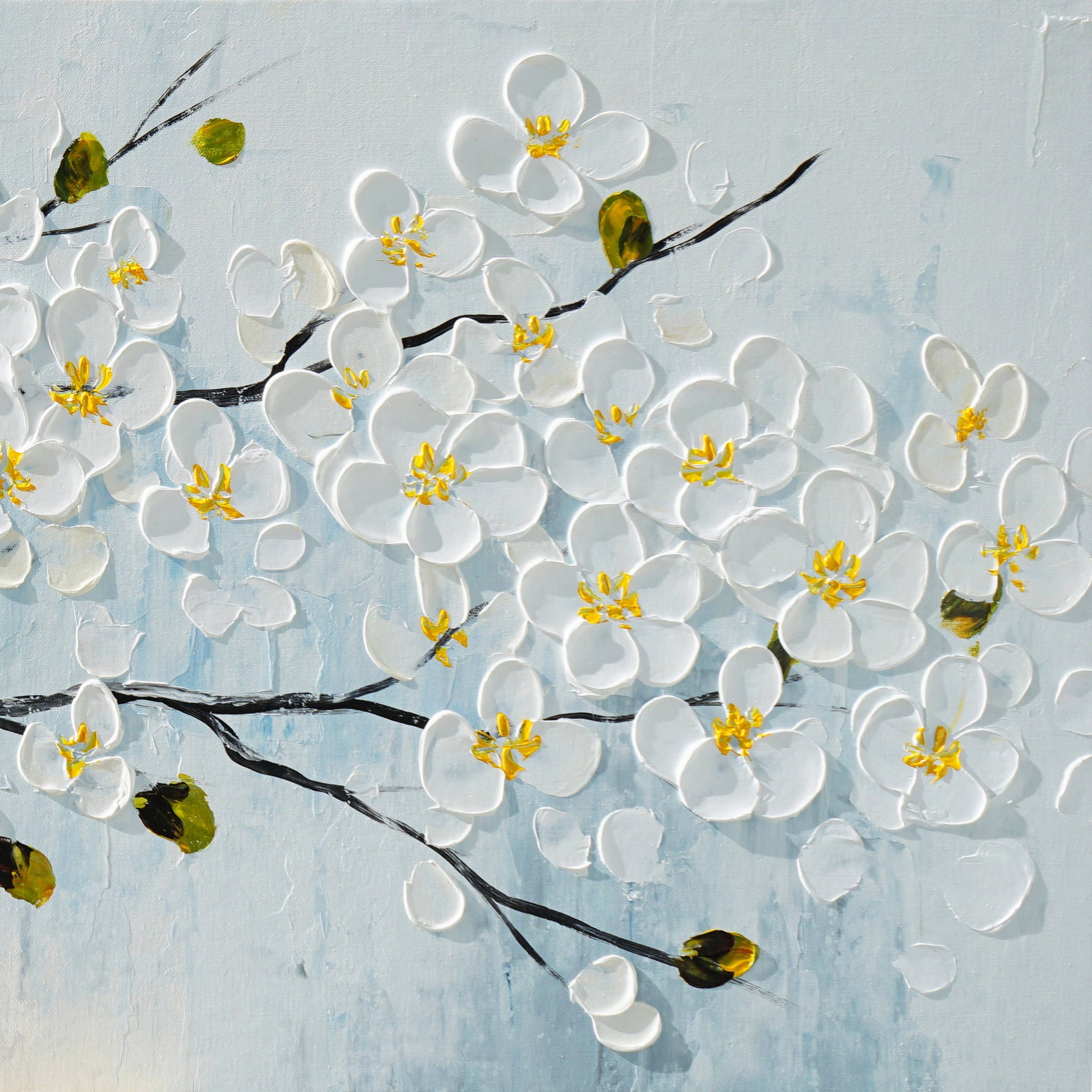 Dipinto a mano acrilico su tela Floreale 60x150cm