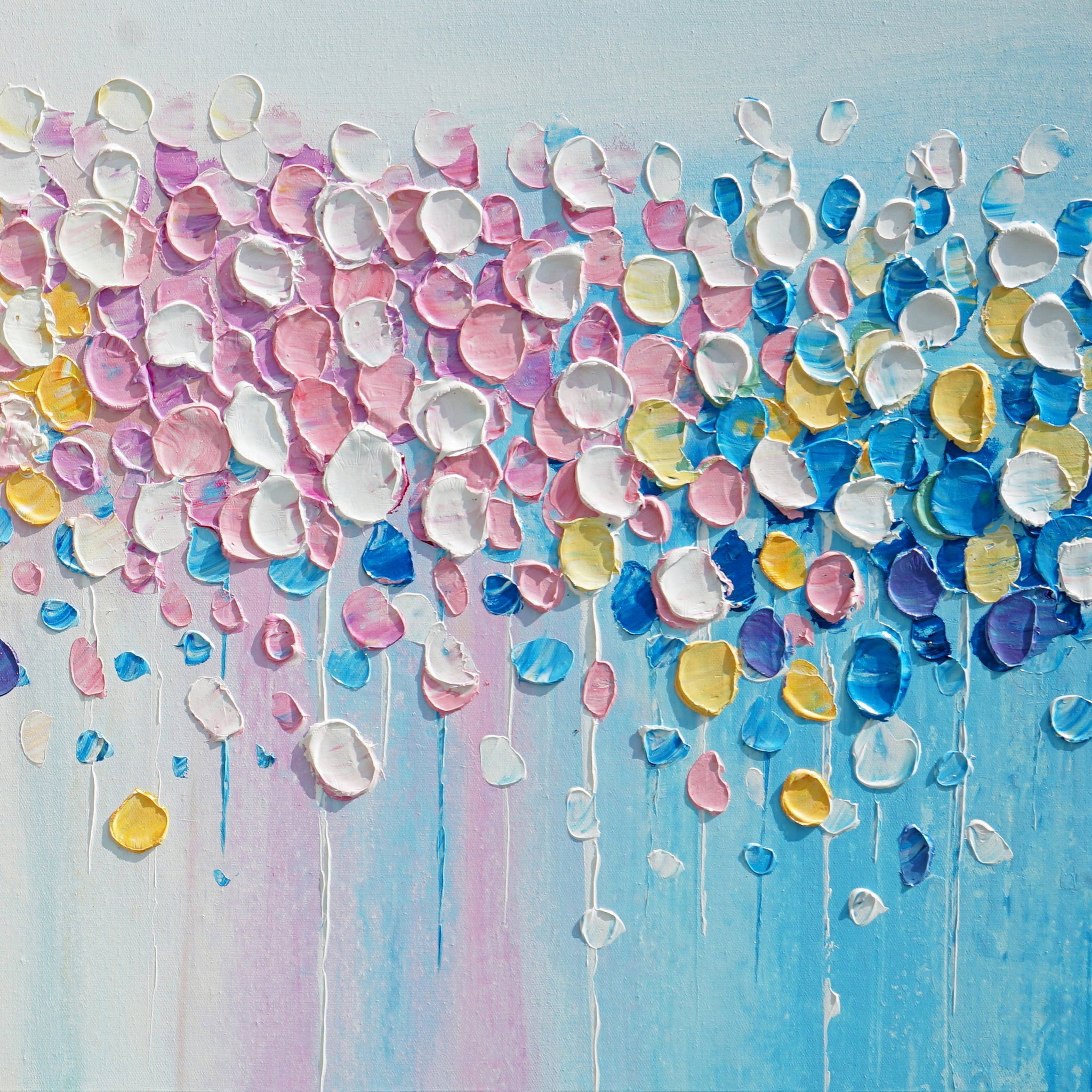 Dipinto a mano acrilico su tela Floreale 60x150cm