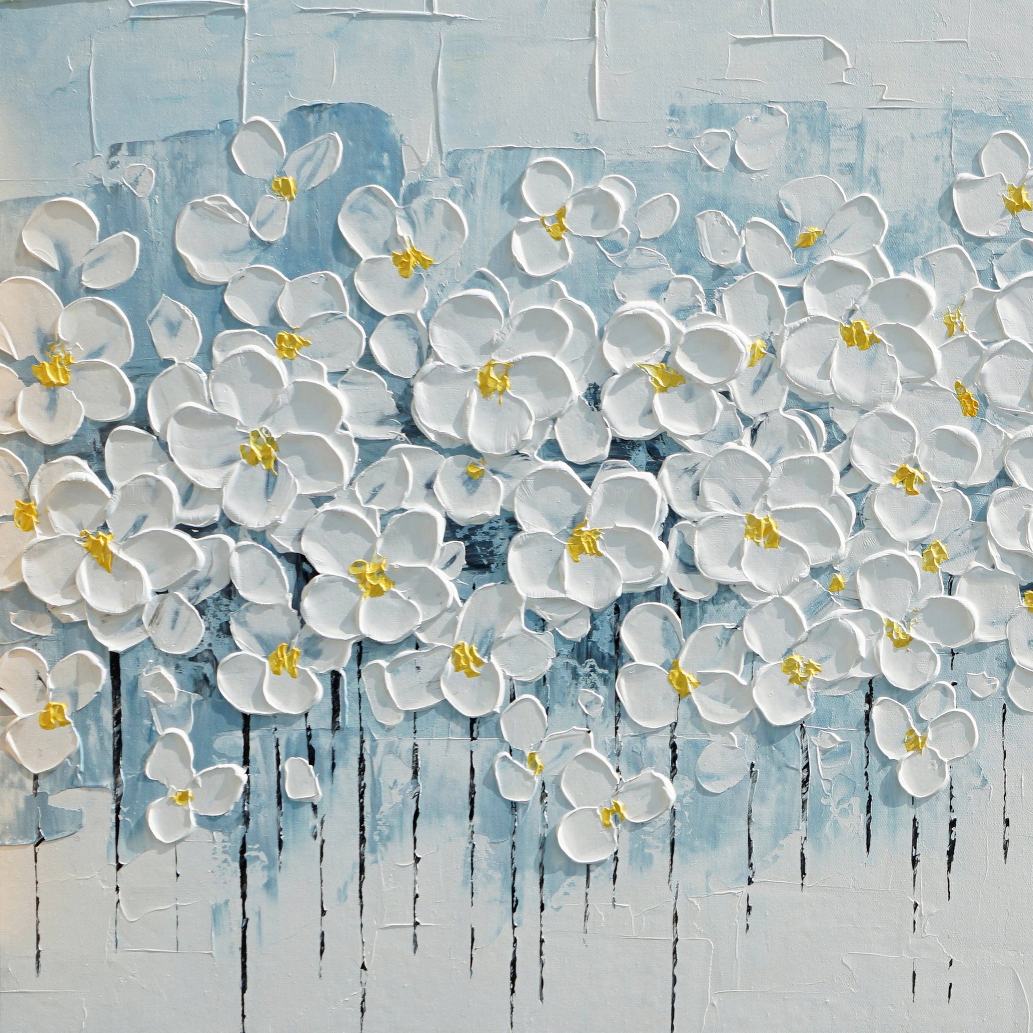 Dipinto a mano acrilico su tela Floreale 60x150cm