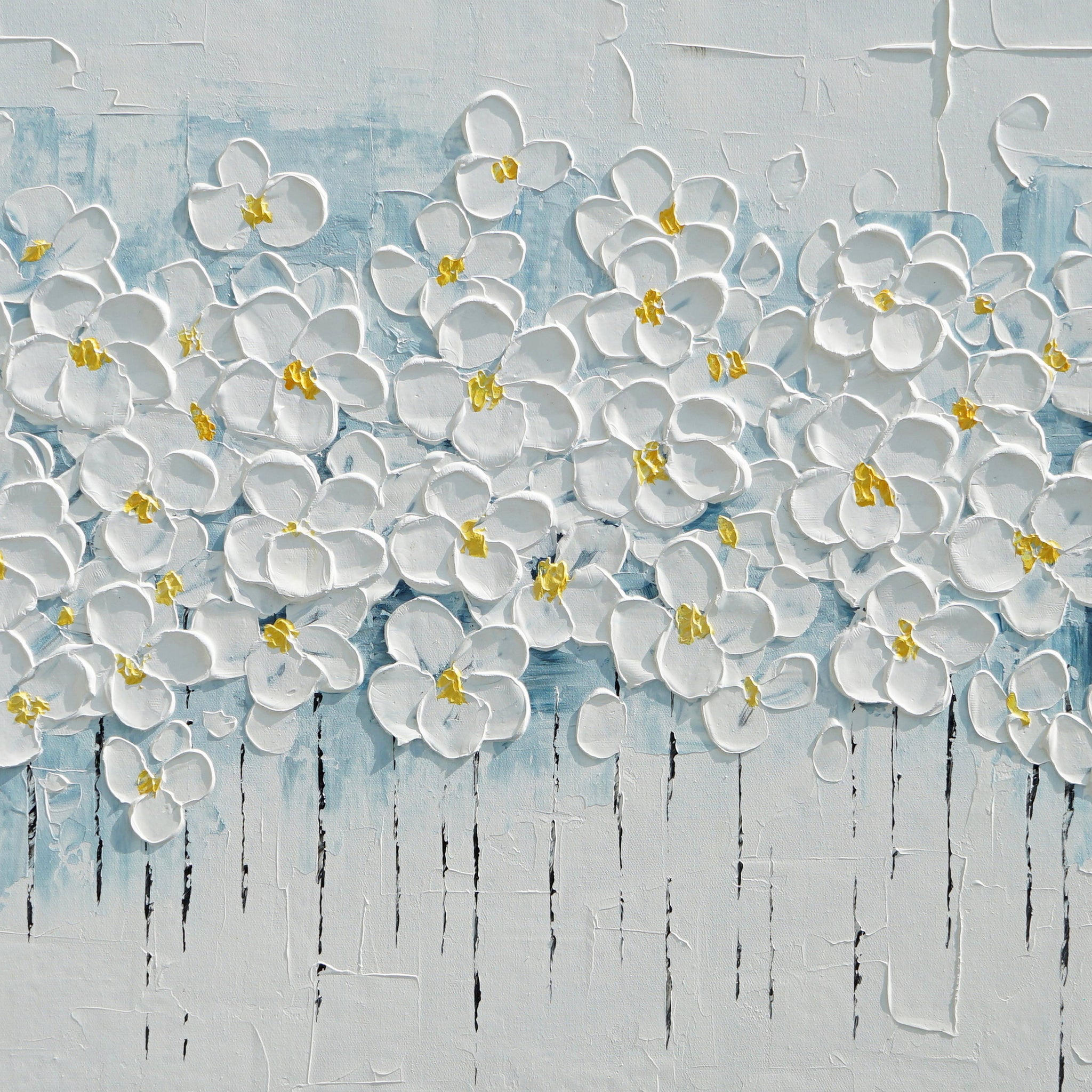 Dipinto a mano acrilico su tela Floreale 60x150cm
