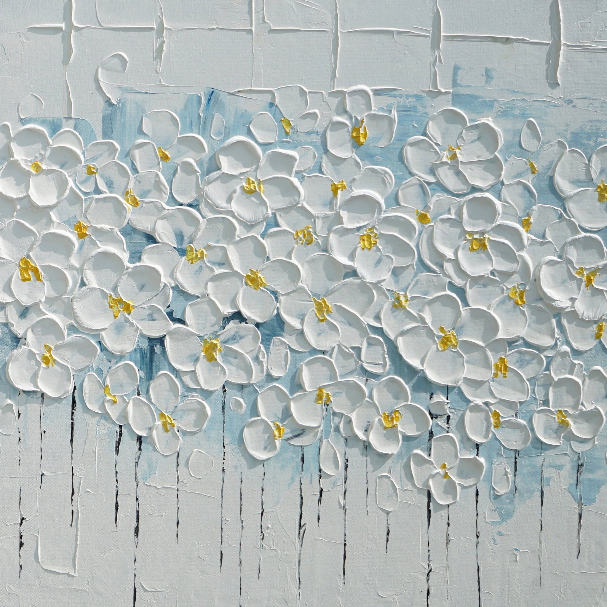 Dipinto a mano acrilico su tela Floreale 60x150cm