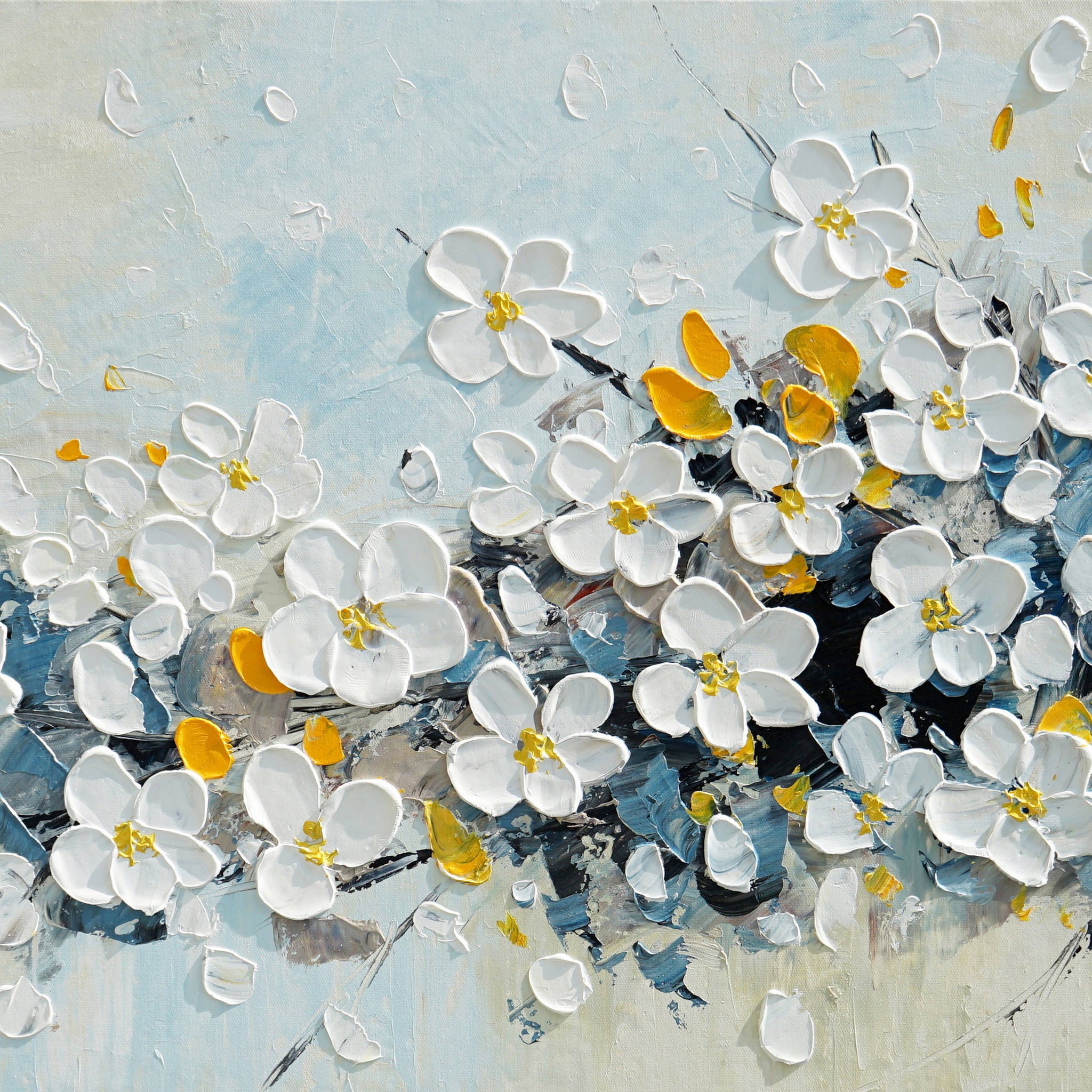 Dipinto a mano acrilico su tela Floreale 60x150cm