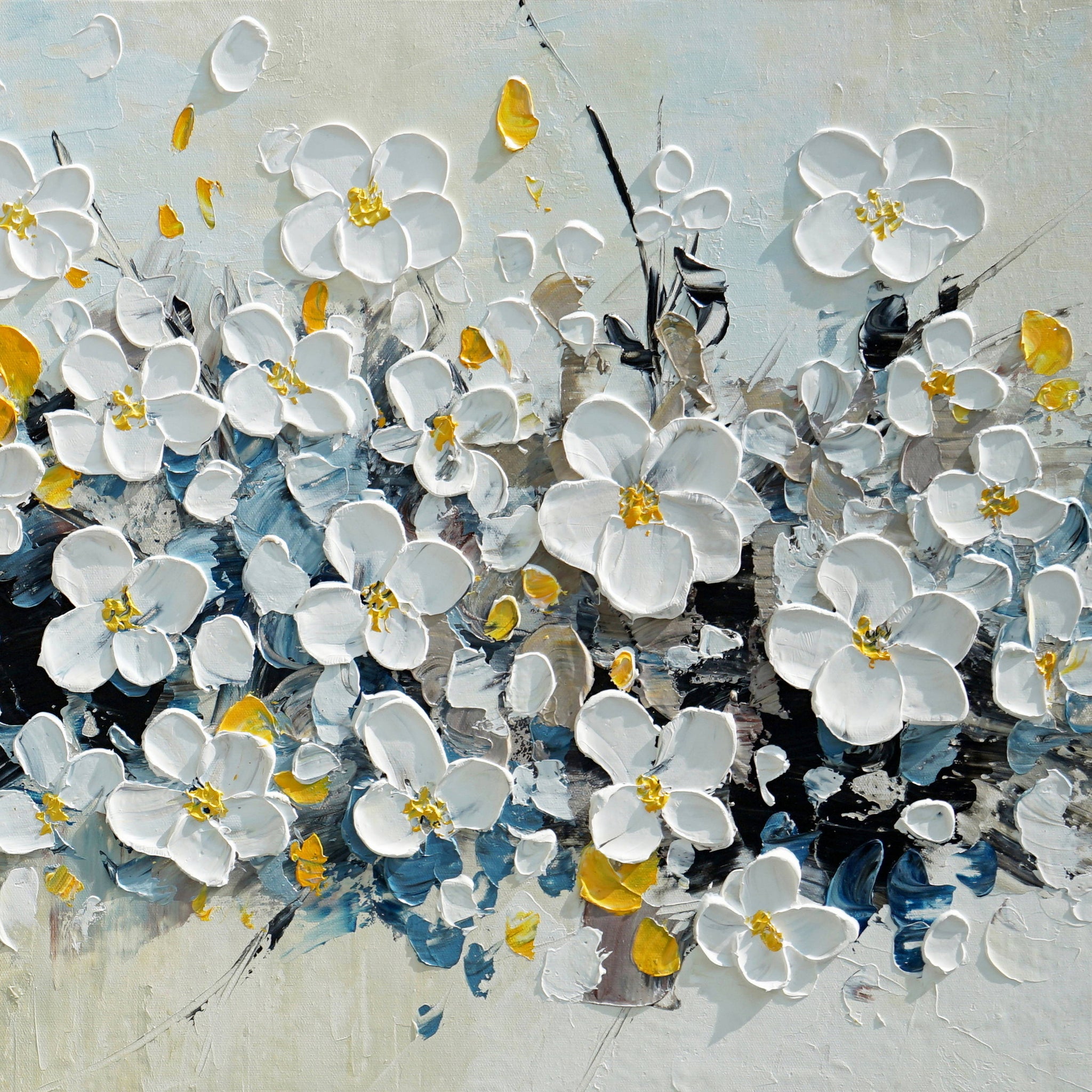 Dipinto a mano acrilico su tela Floreale 60x150cm