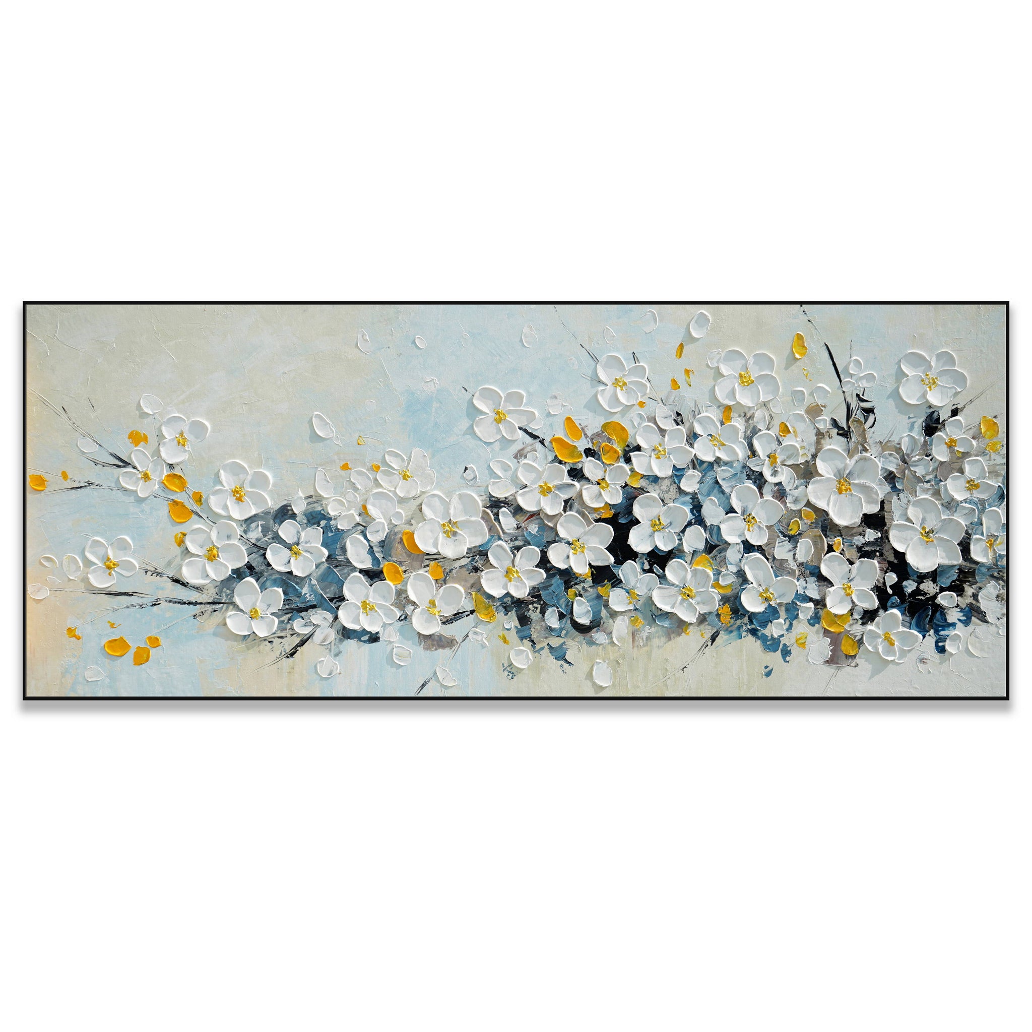 Dipinto a mano acrilico su tela Floreale 60x150cm