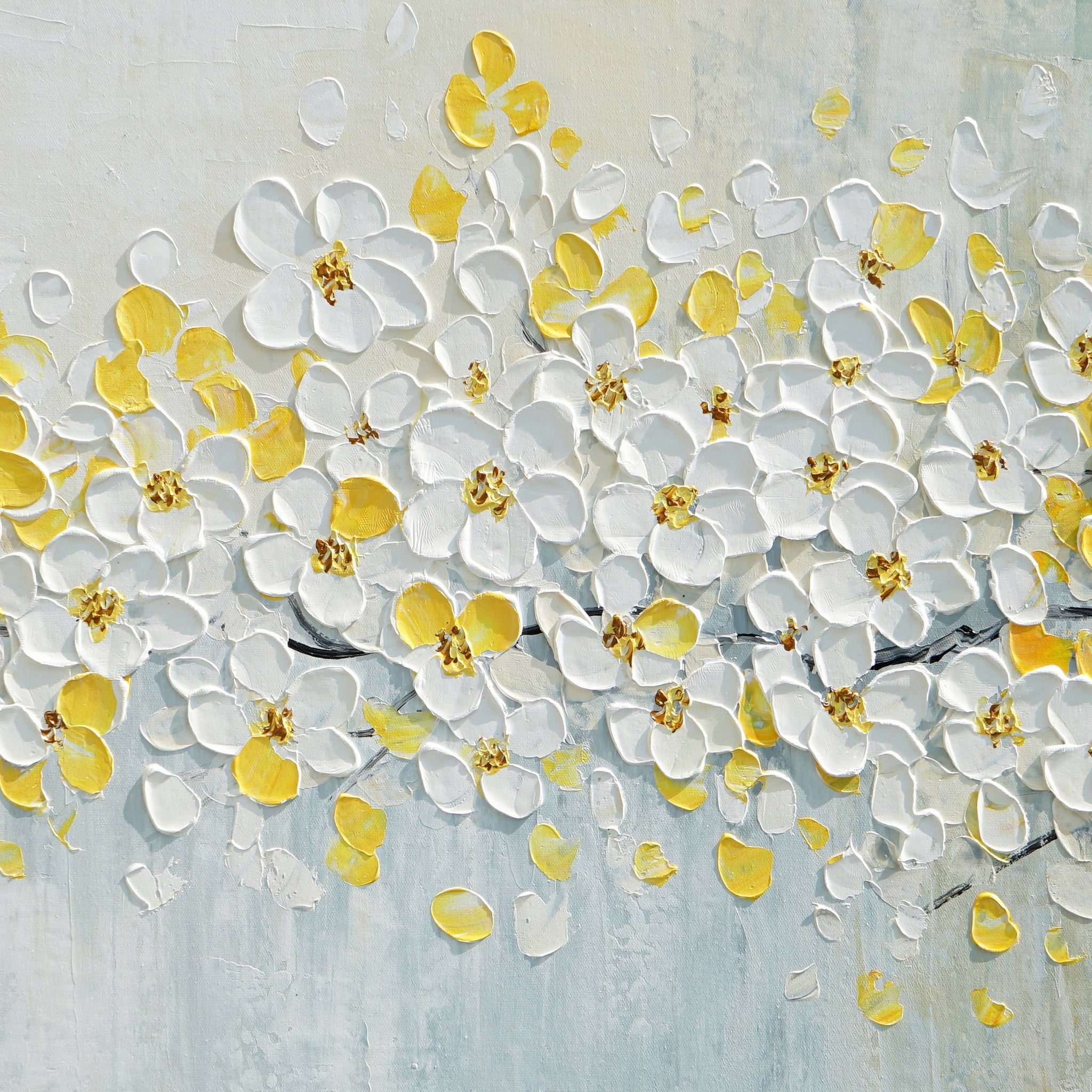 Dipinto a mano acrilico su tela Floreale 60x150cm