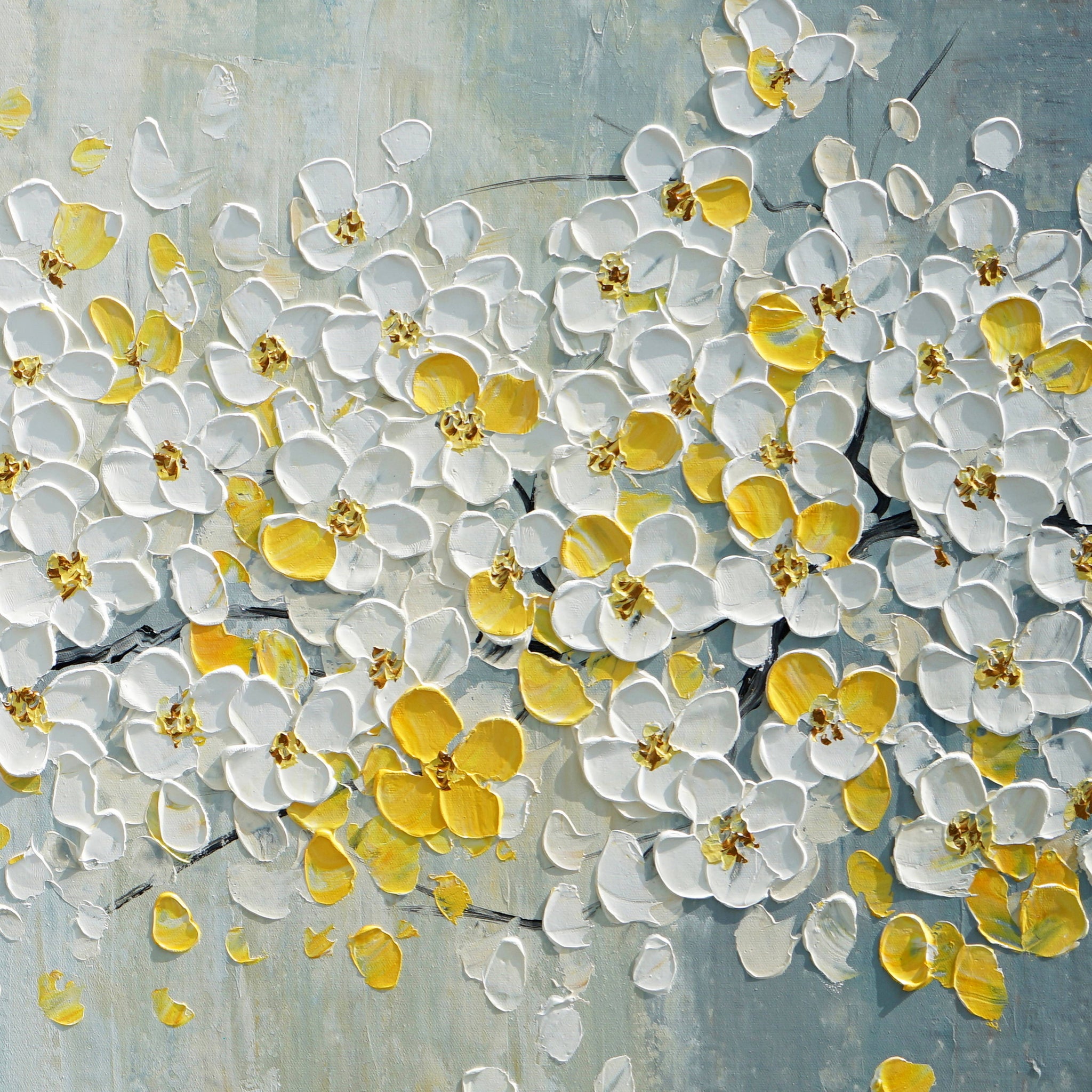 Dipinto a mano acrilico su tela Floreale 60x150cm