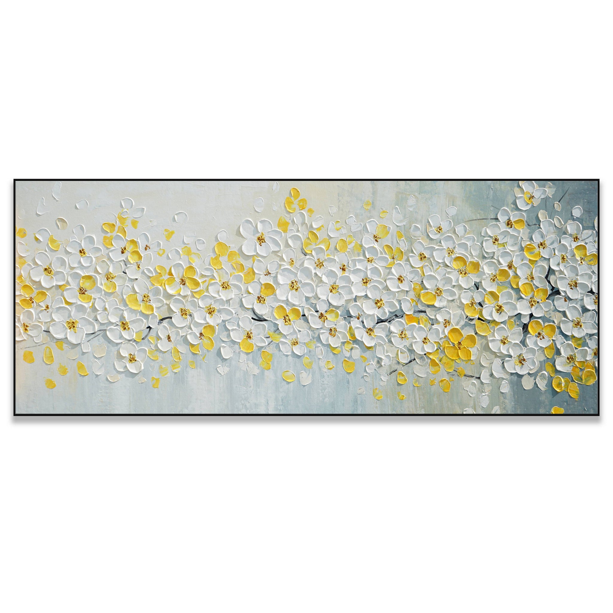 Dipinto a mano acrilico su tela Floreale 60x150cm