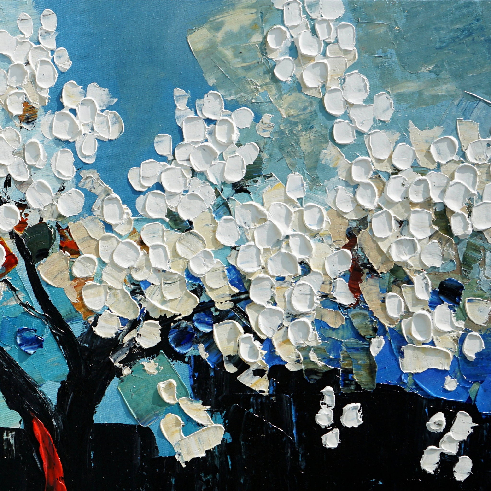 Dipinto a mano acrilico su tela Floreale 60x150cm