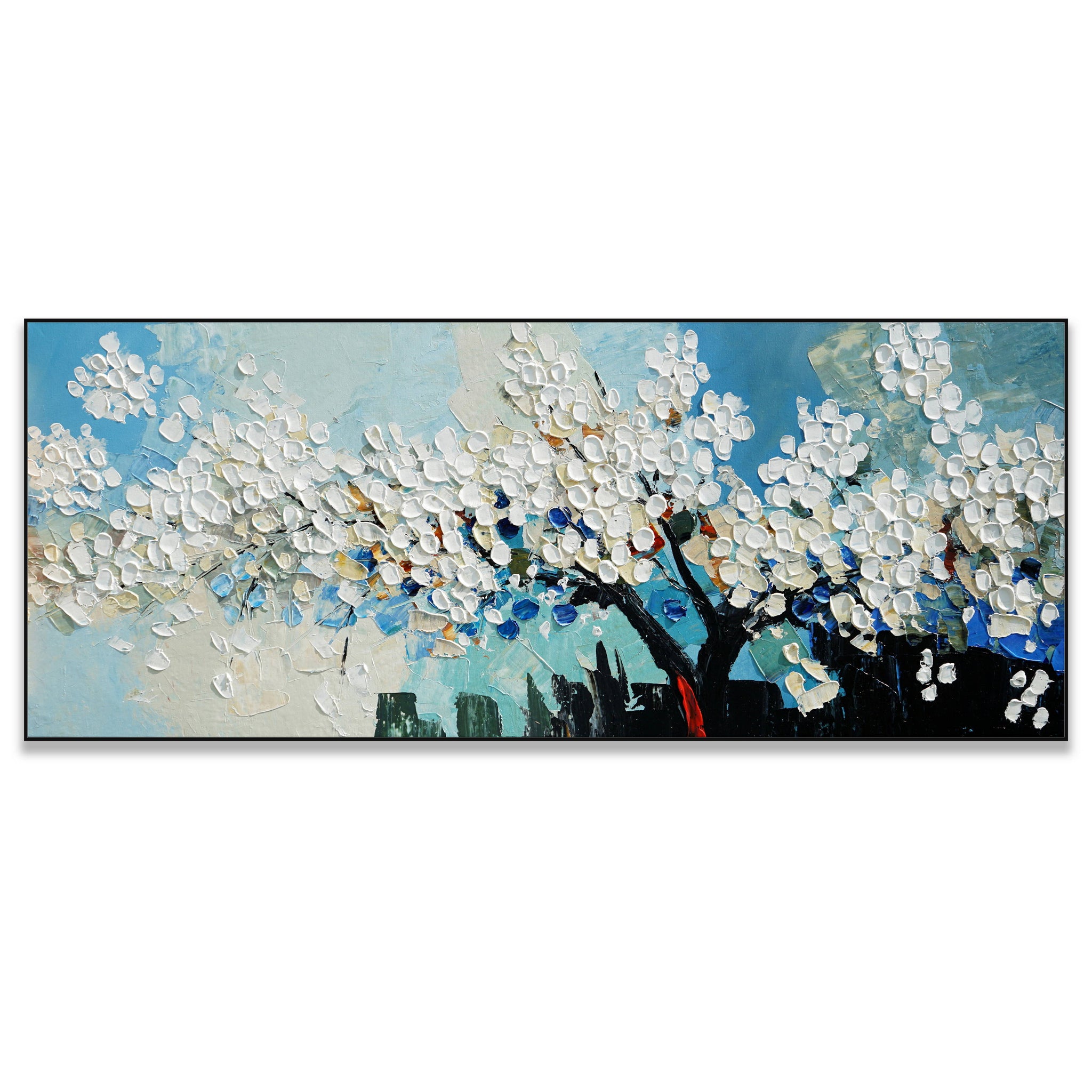 Dipinto a mano acrilico su tela Floreale 60x150cm