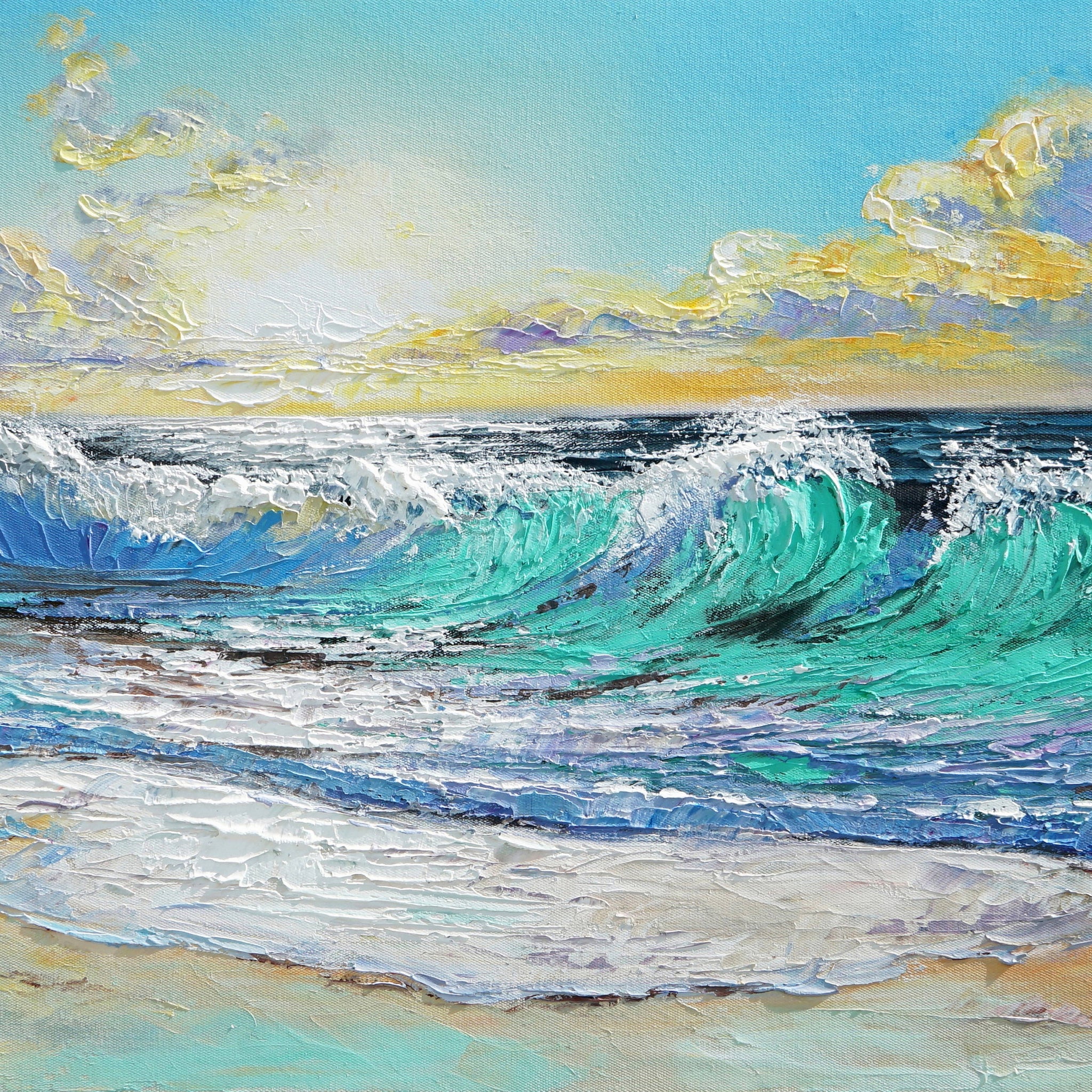 Dipinto a mano acrilico su tela Scenario Astratto 60x150cm