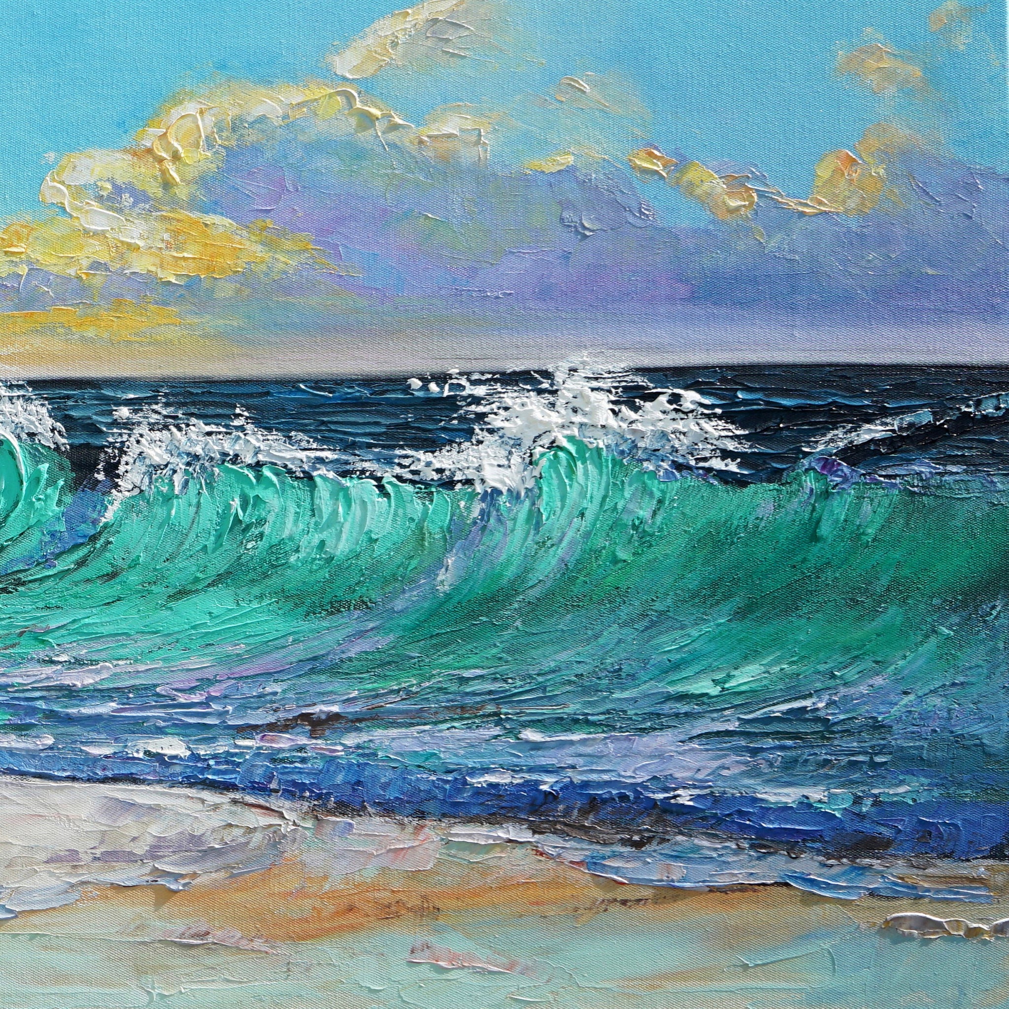 Dipinto a mano acrilico su tela Scenario Astratto 60x150cm