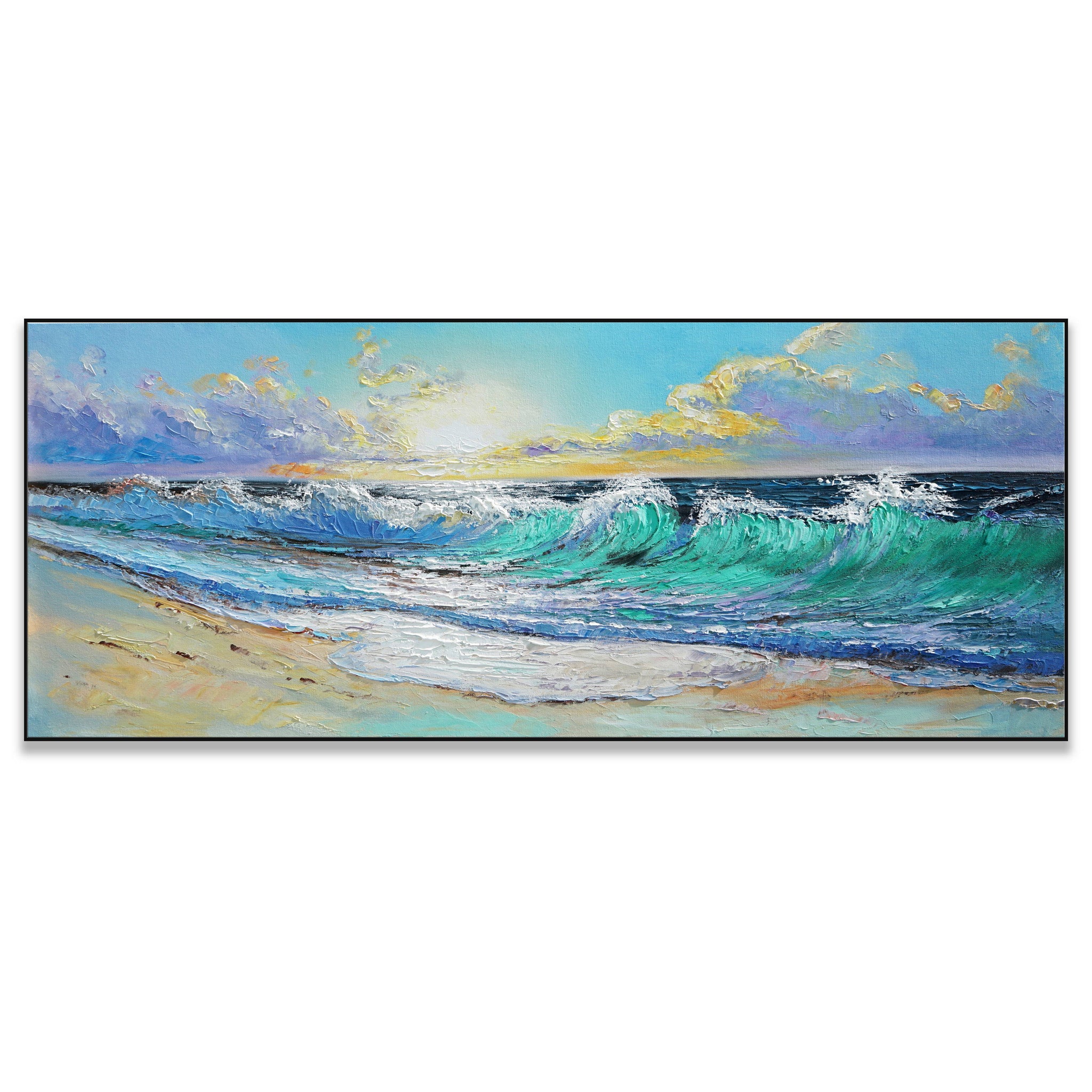 Dipinto a mano acrilico su tela Scenario Astratto 60x150cm