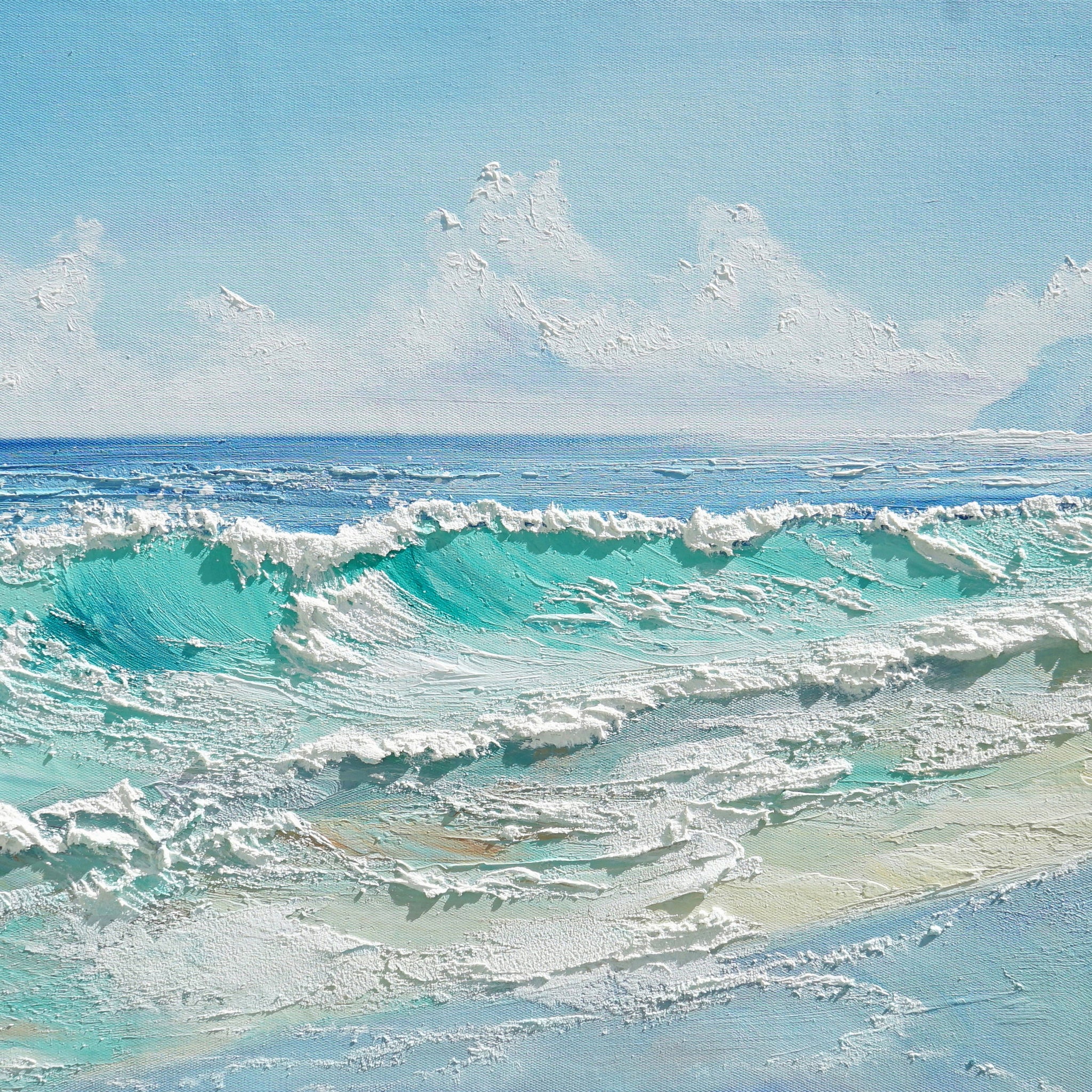Dipinto a mano acrilico su tela Scenario Astratto 60x150cm