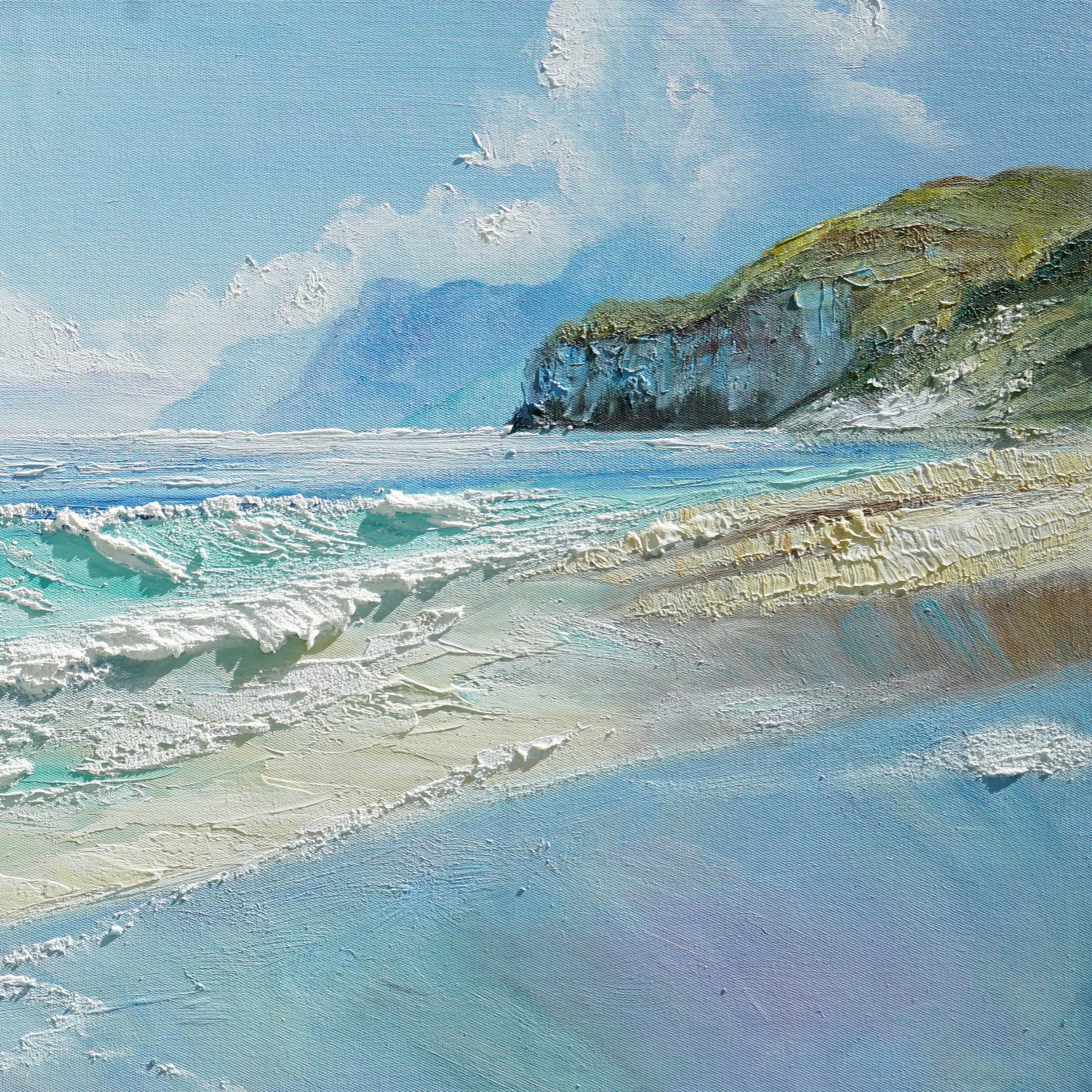 Dipinto a mano acrilico su tela Scenario Astratto 60x150cm