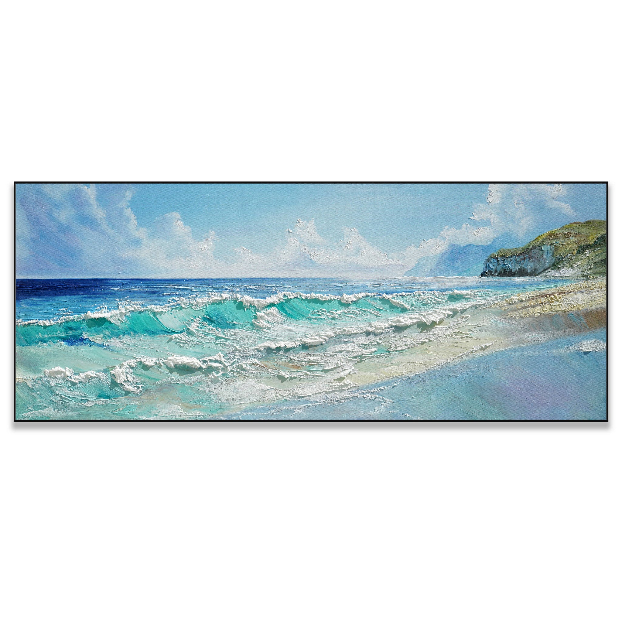 Dipinto a mano acrilico su tela Scenario Astratto 60x150cm