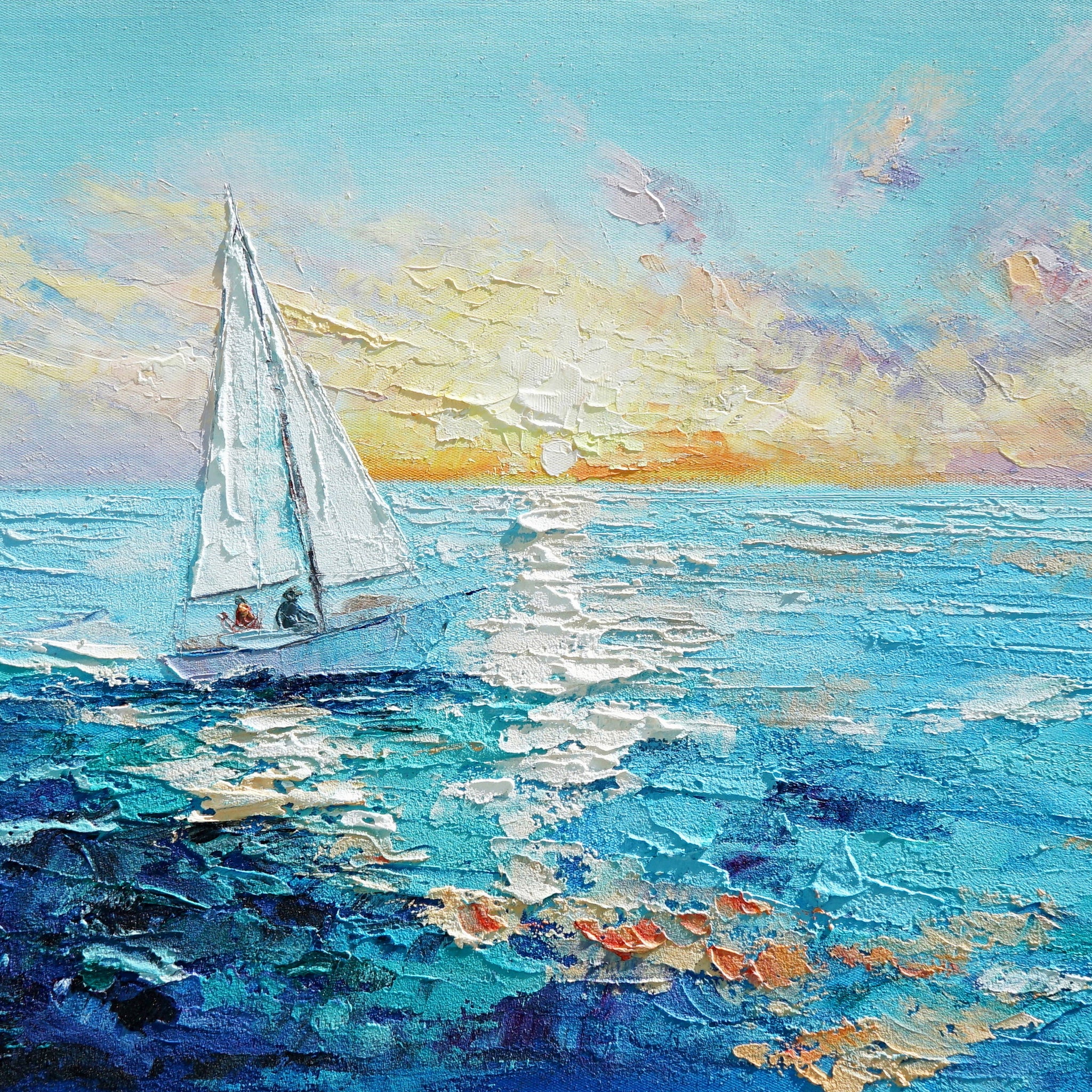 Dipinto a mano acrilico su tela Scenario Astratto 60x150cm