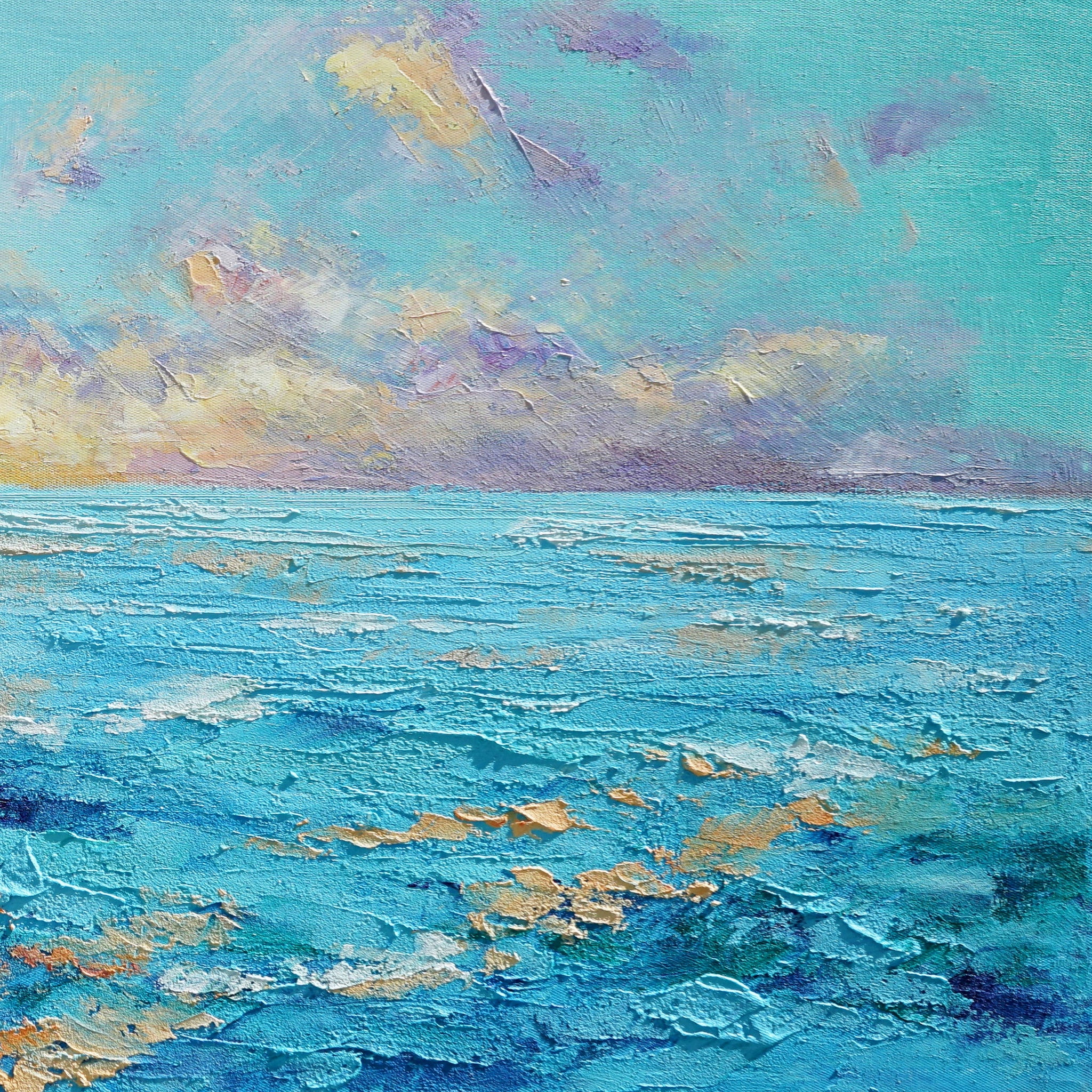 Dipinto a mano acrilico su tela Scenario Astratto 60x150cm