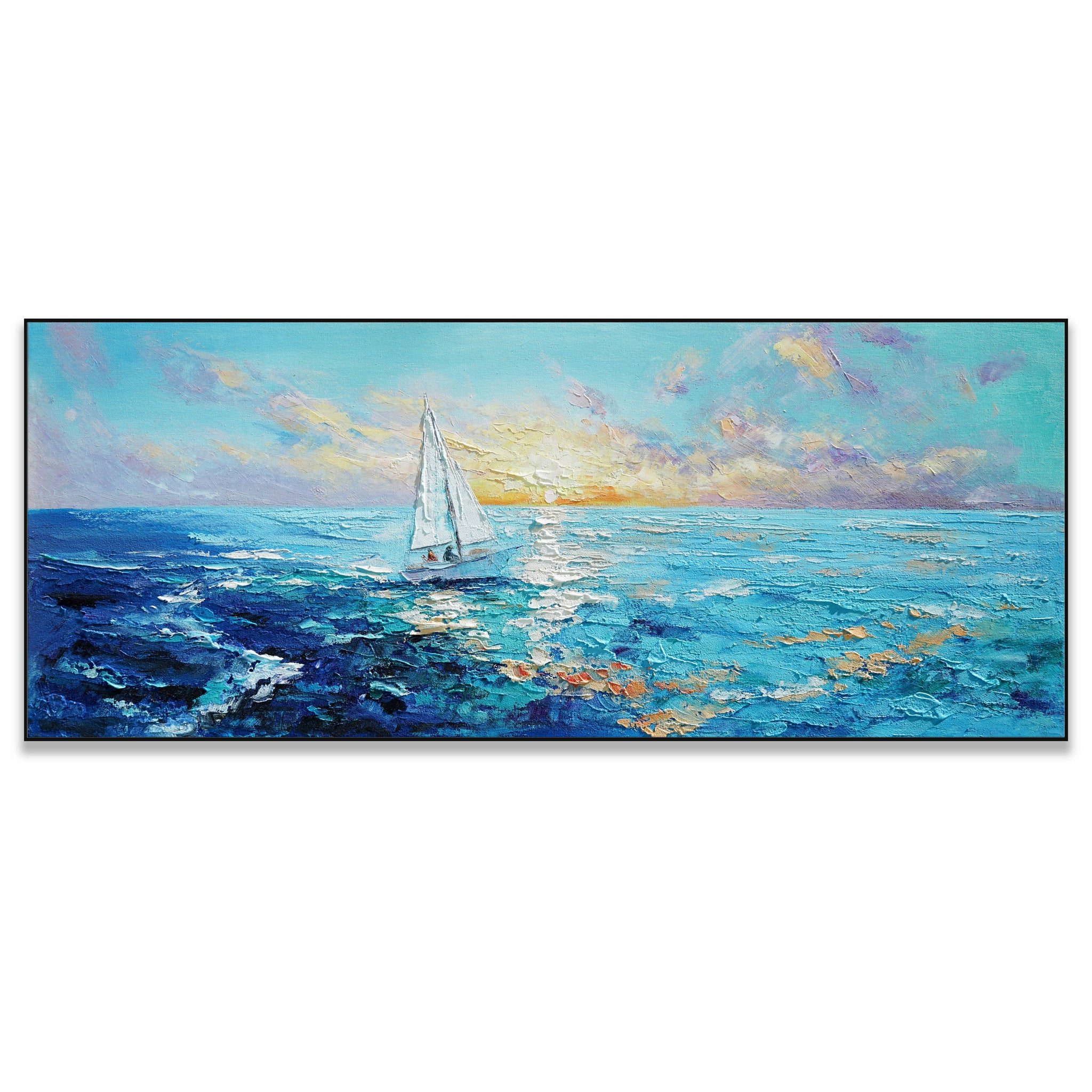 Dipinto a mano acrilico su tela Scenario Astratto 60x150cm