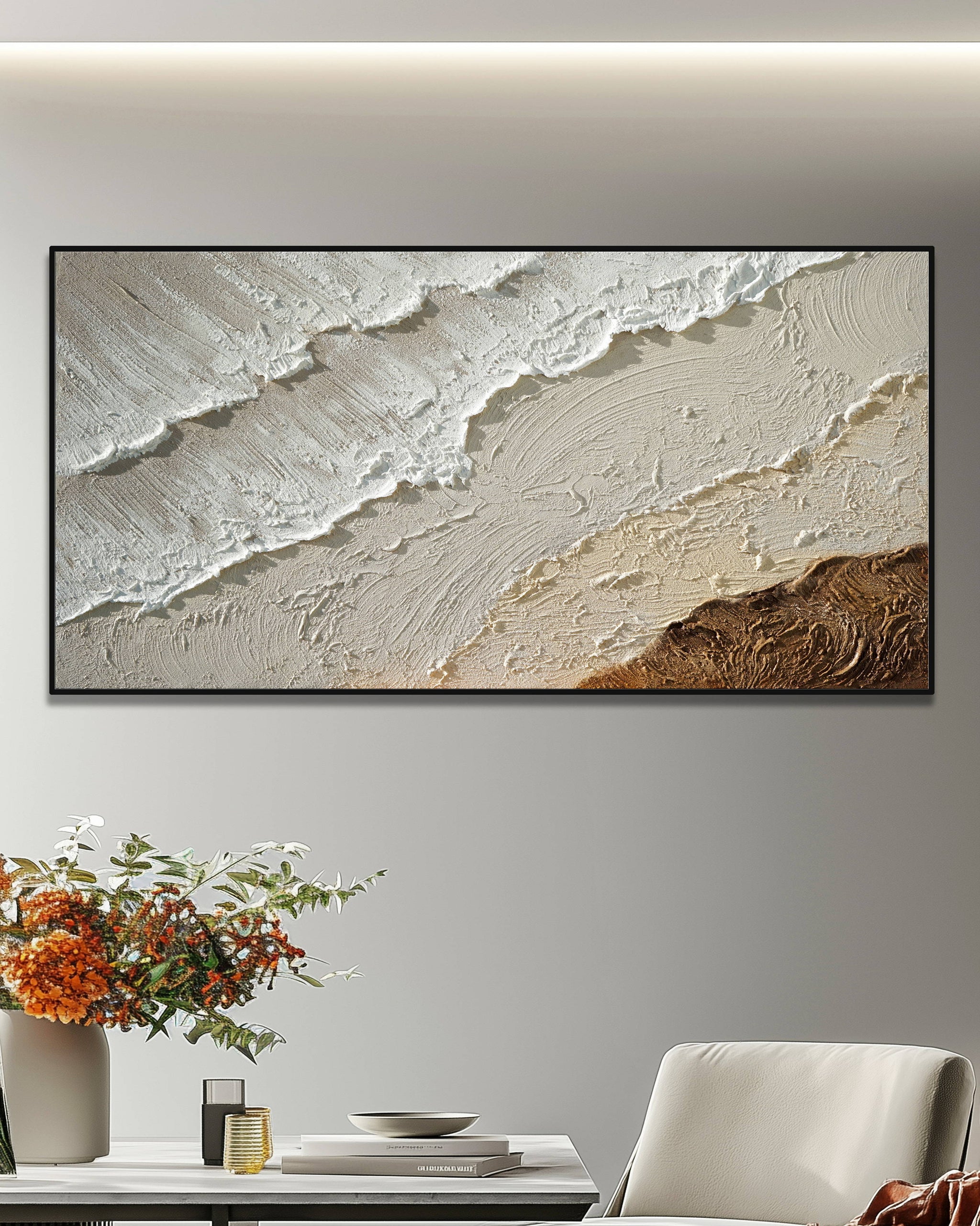 Dipinto a mano acrilico su tela Scenario Astratto 70x140cm