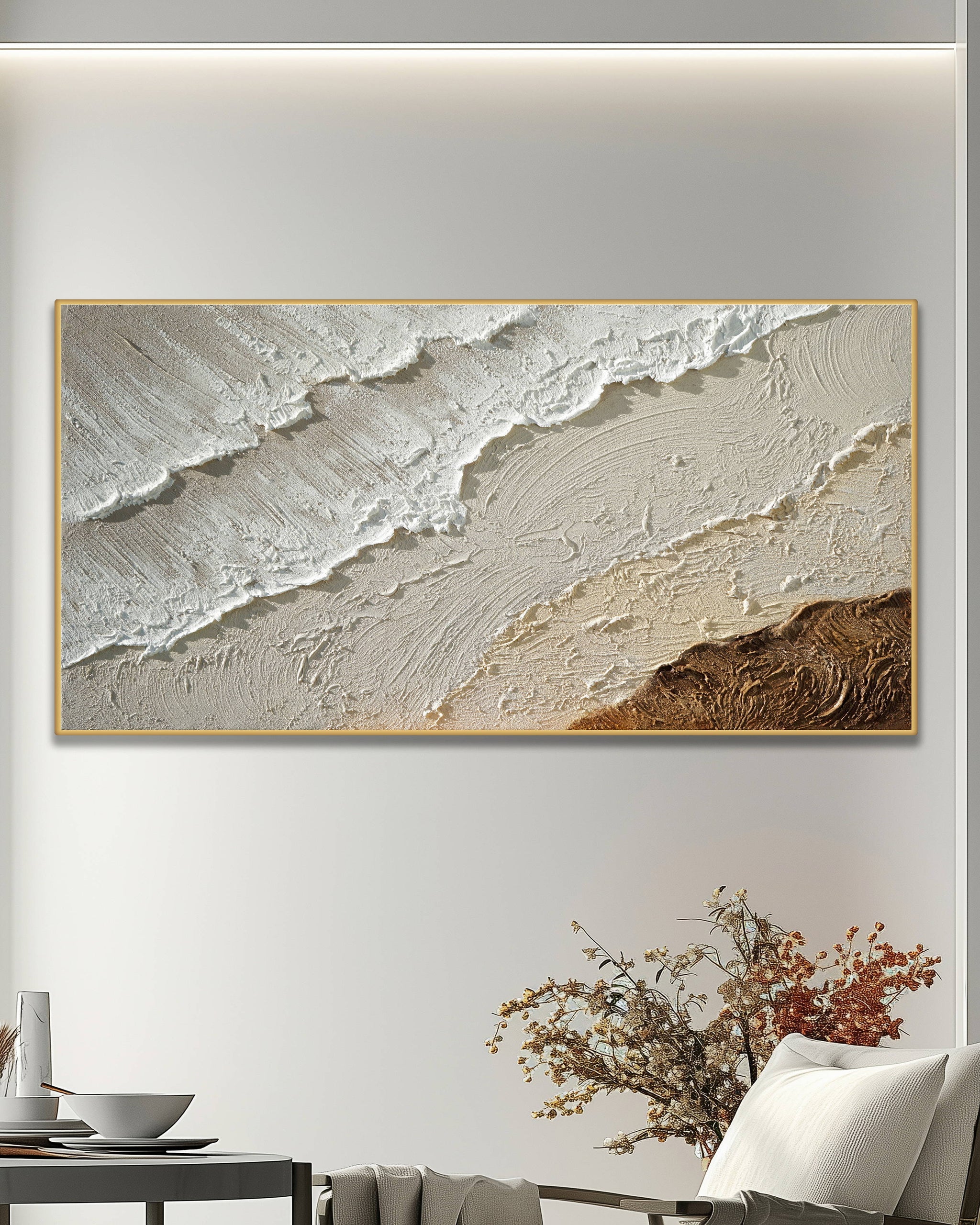 Dipinto a mano acrilico su tela Scenario Astratto 70x140cm
