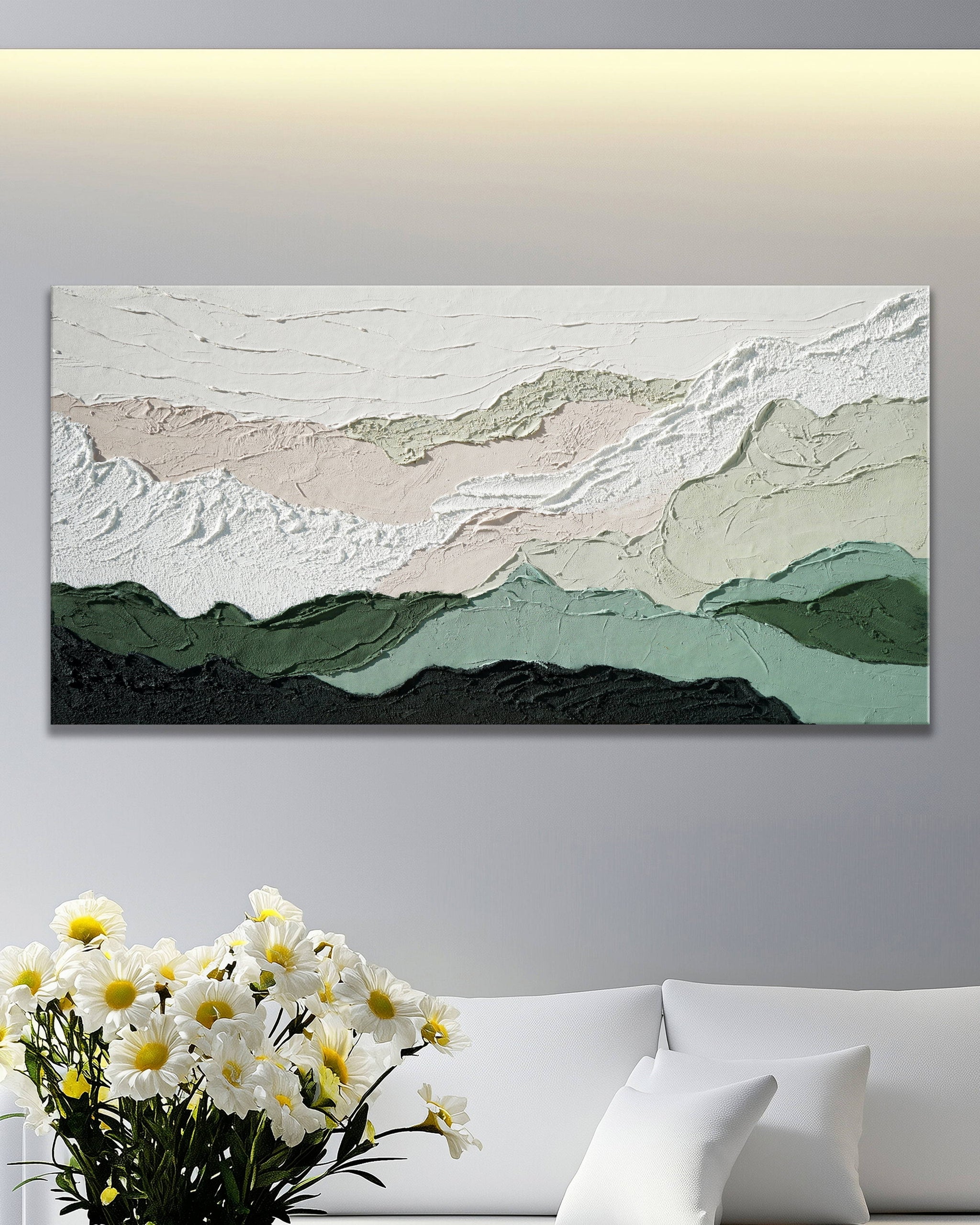 Dipinto a mano acrilico su tela Scenario Astratto 70x140cm