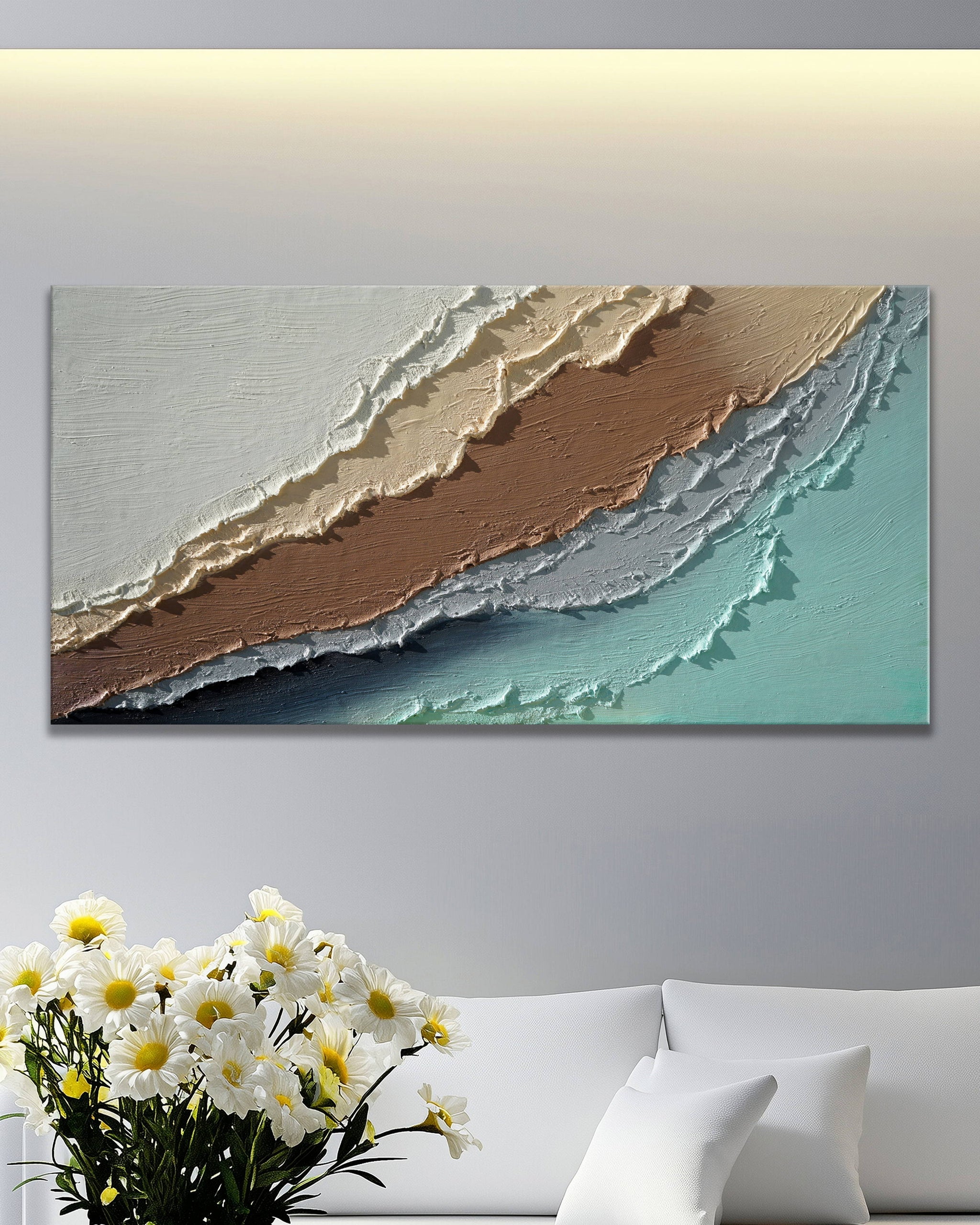 Dipinto a mano acrilico su tela Scenario Astratto 70x140cm