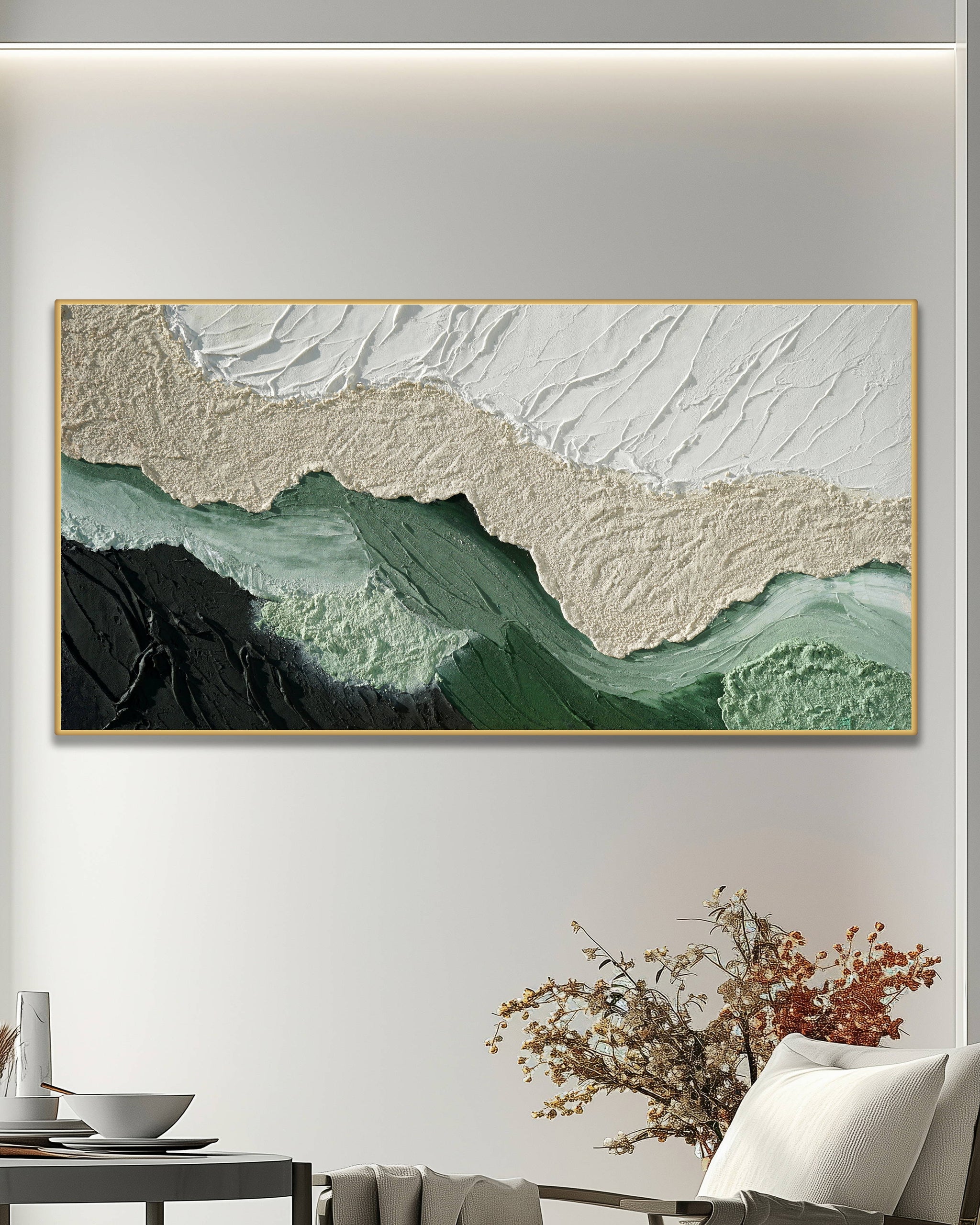 Dipinto a mano acrilico su tela Scenario Astratto 70x140cm