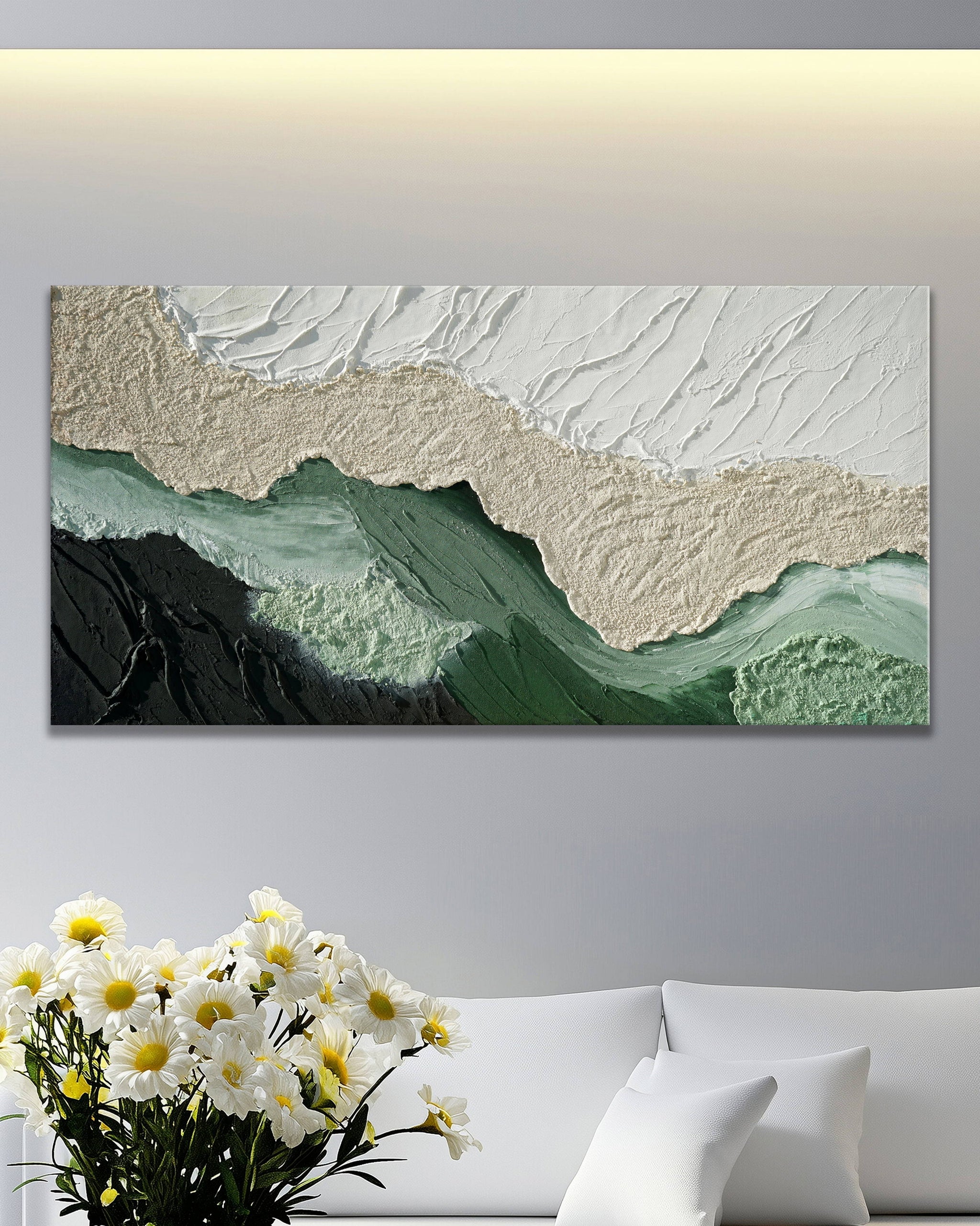 Dipinto a mano acrilico su tela Scenario Astratto 70x140cm