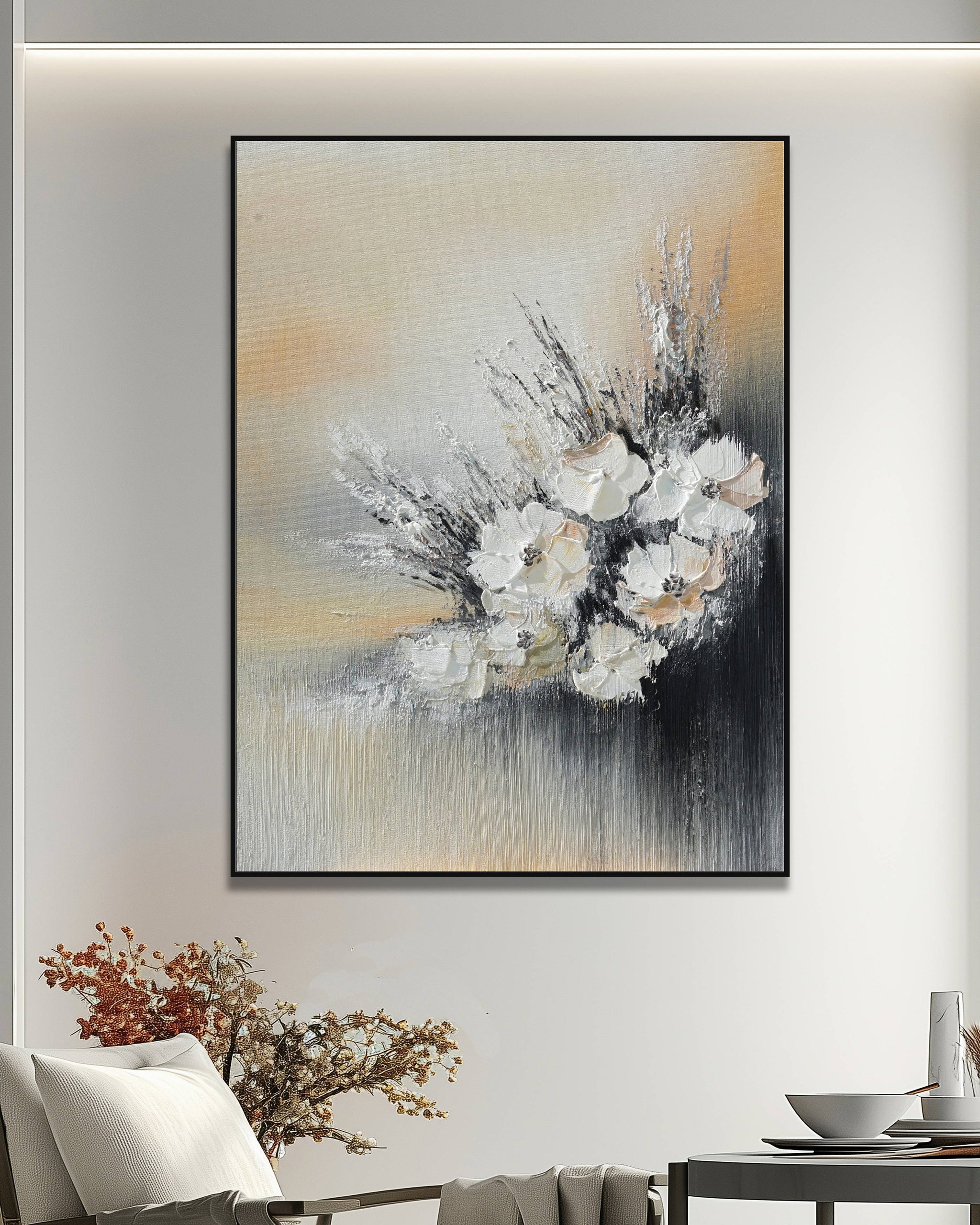 Dipinto a mano acrilico su tela Floreale 75x100cm