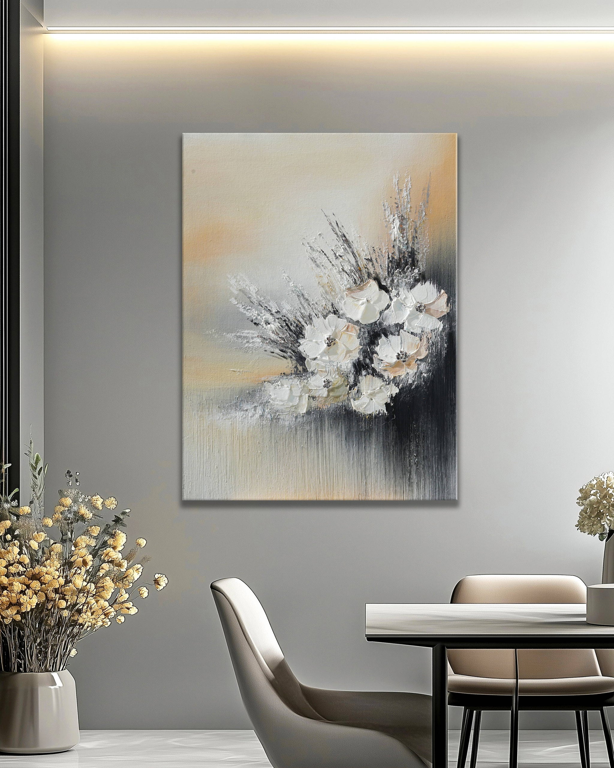 Dipinto a mano acrilico su tela Floreale 75x100cm