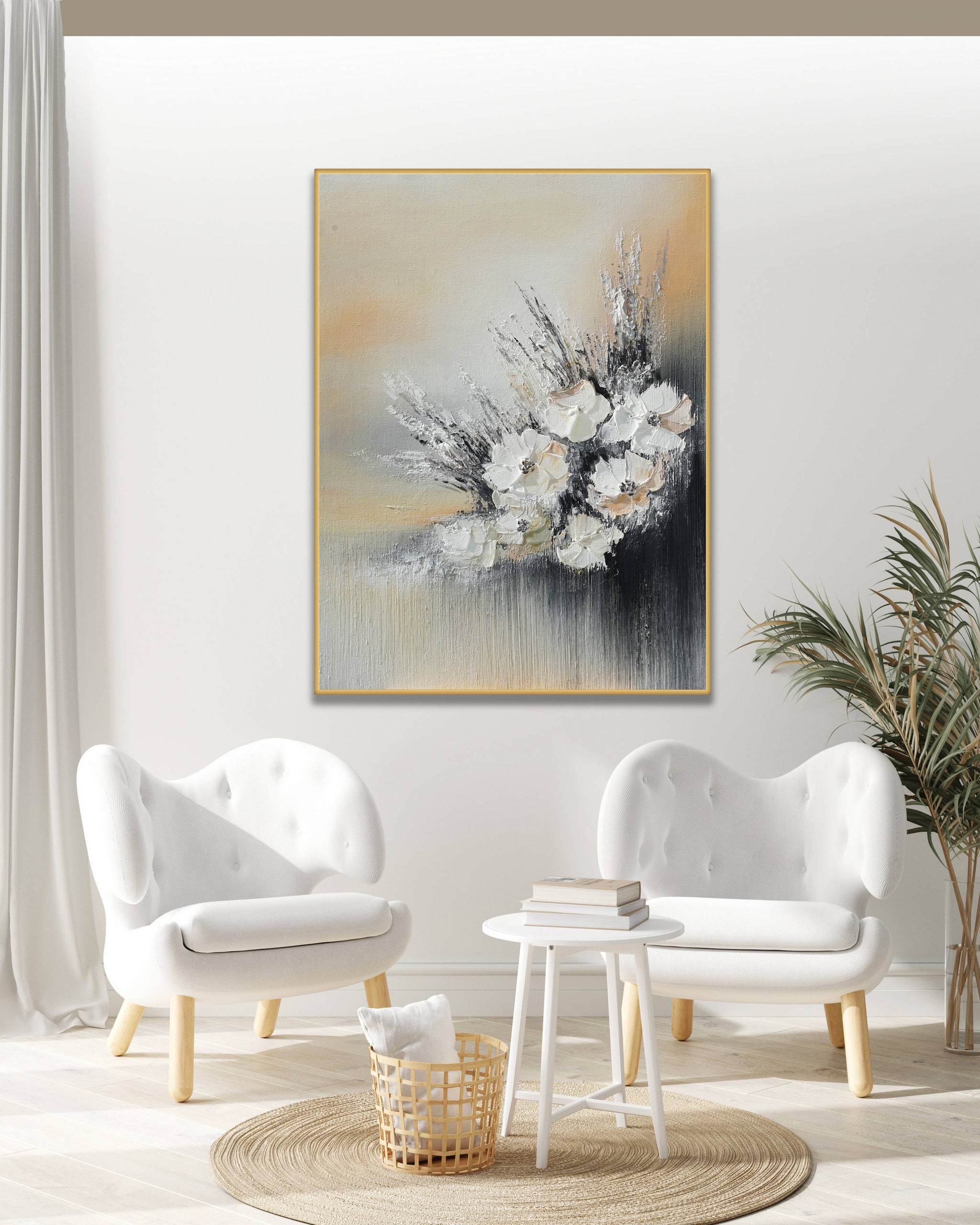 Dipinto a mano acrilico su tela Floreale 75x100cm