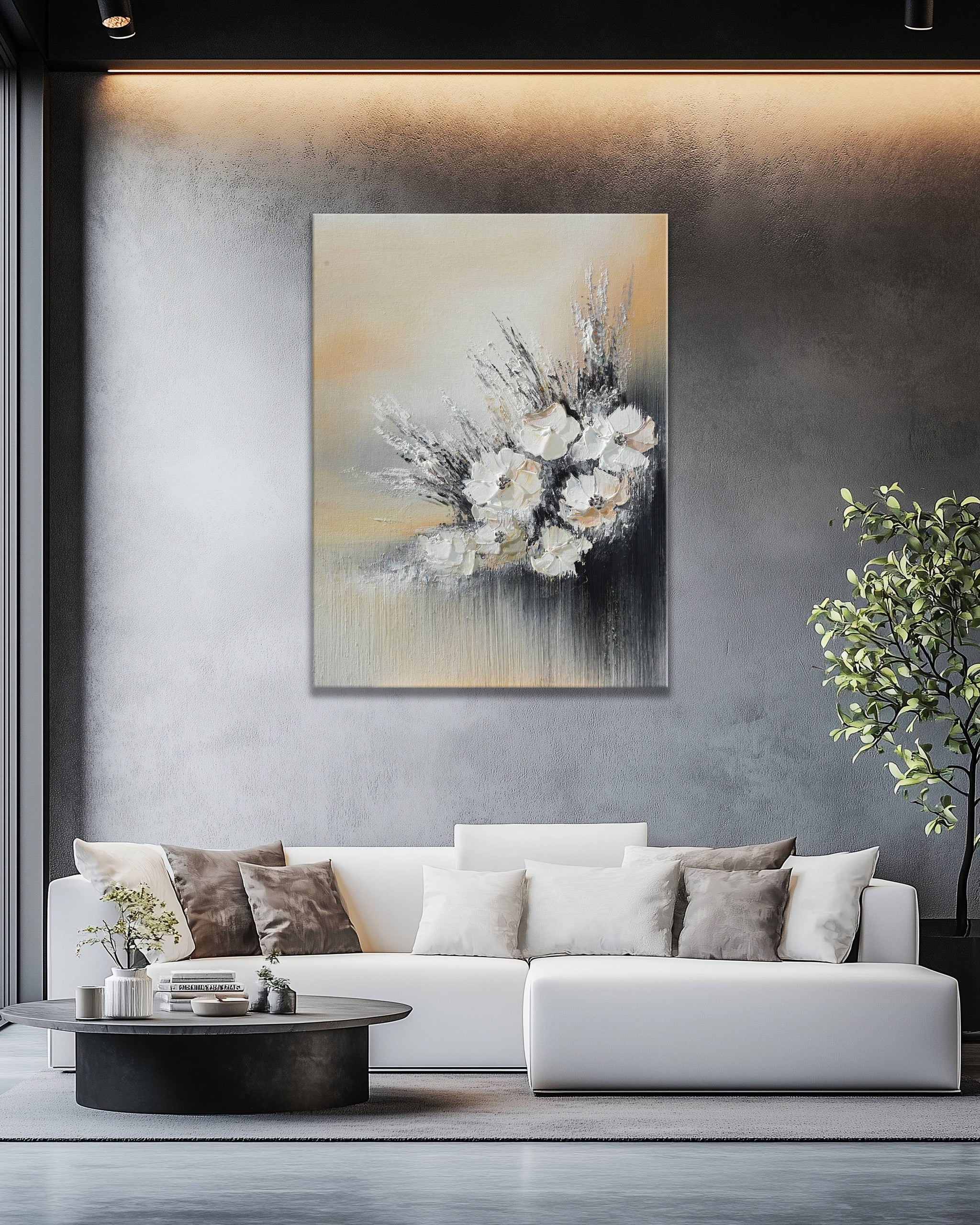 Dipinto a mano acrilico su tela Floreale 75x100cm
