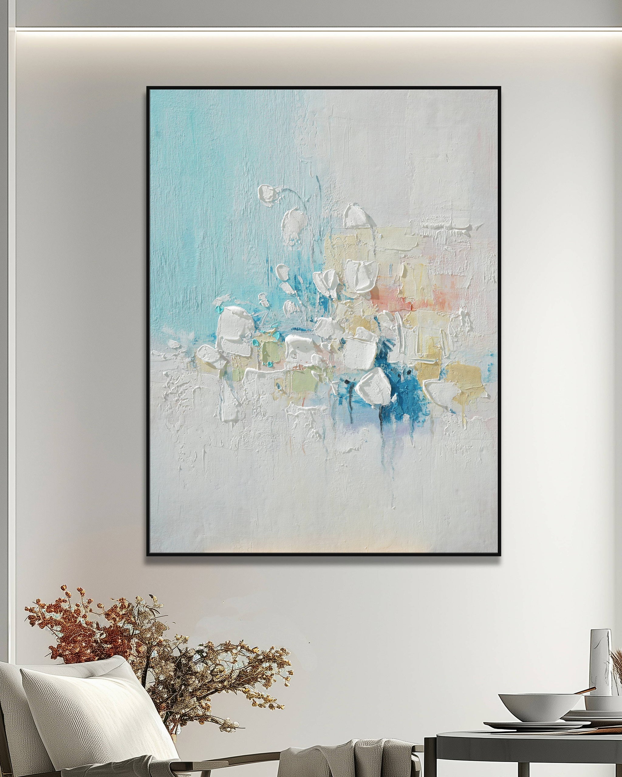 Dipinto a mano acrilico su tela Floreale 75x100cm