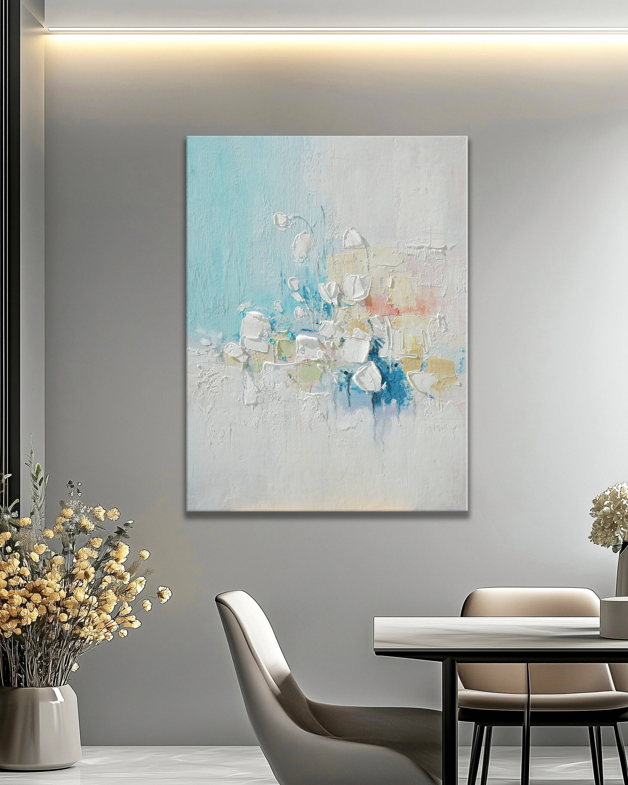 Dipinto a mano acrilico su tela Floreale 75x100cm