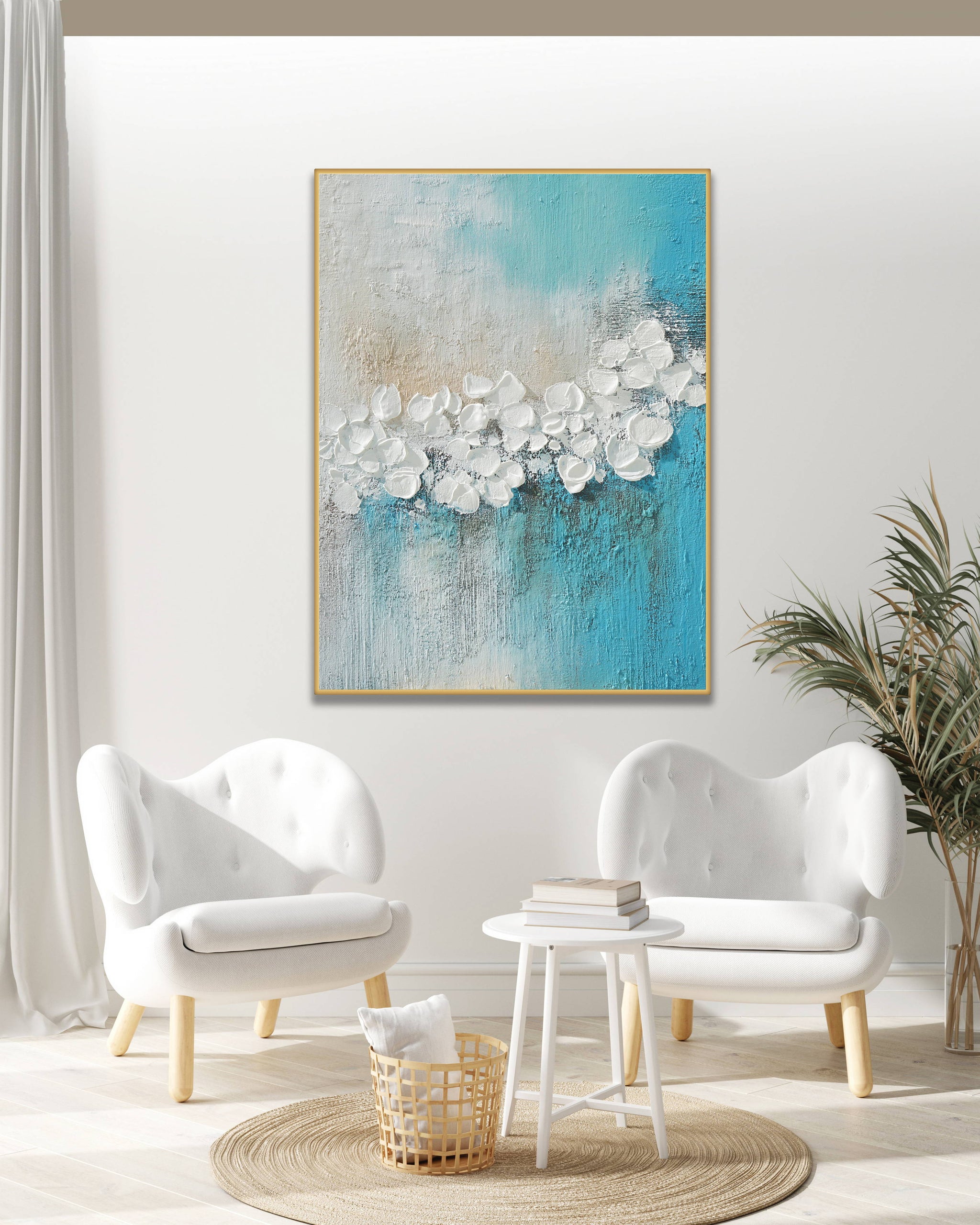 Dipinto a mano acrilico su tela Floreale 75x100cm