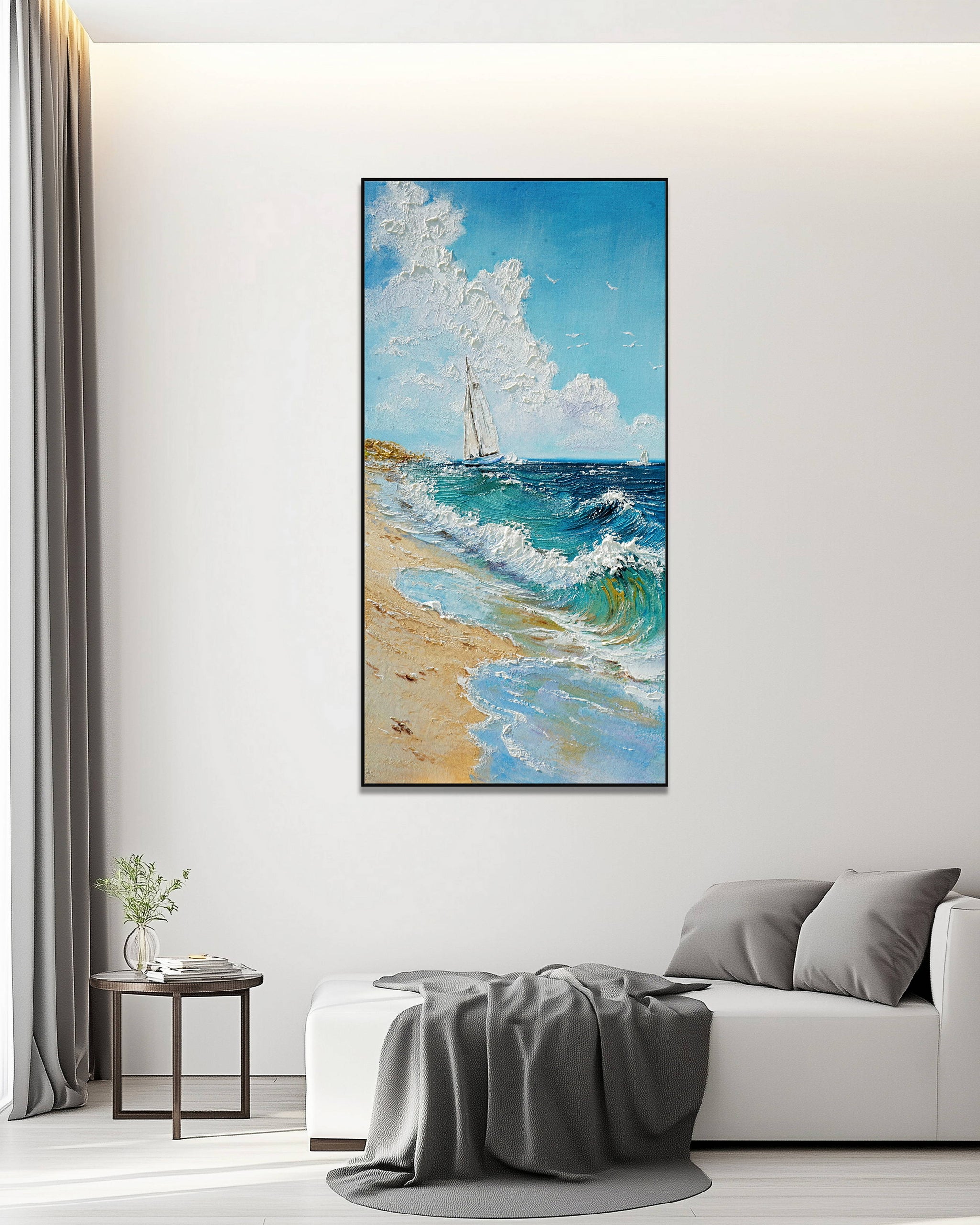 Dipinto a mano acrilico su tela Scenario Astratto 70x140cm