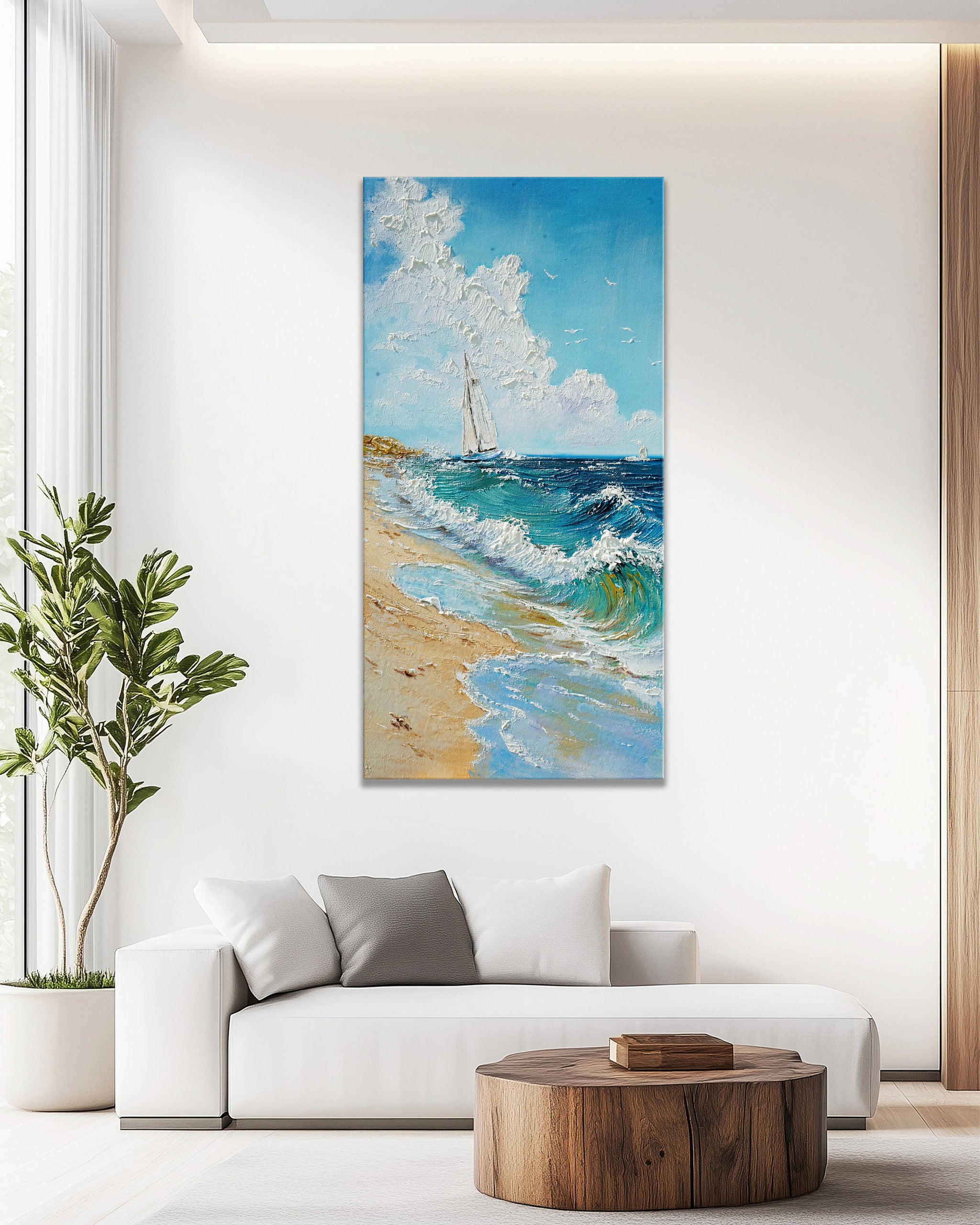 Dipinto a mano acrilico su tela Scenario Astratto 70x140cm