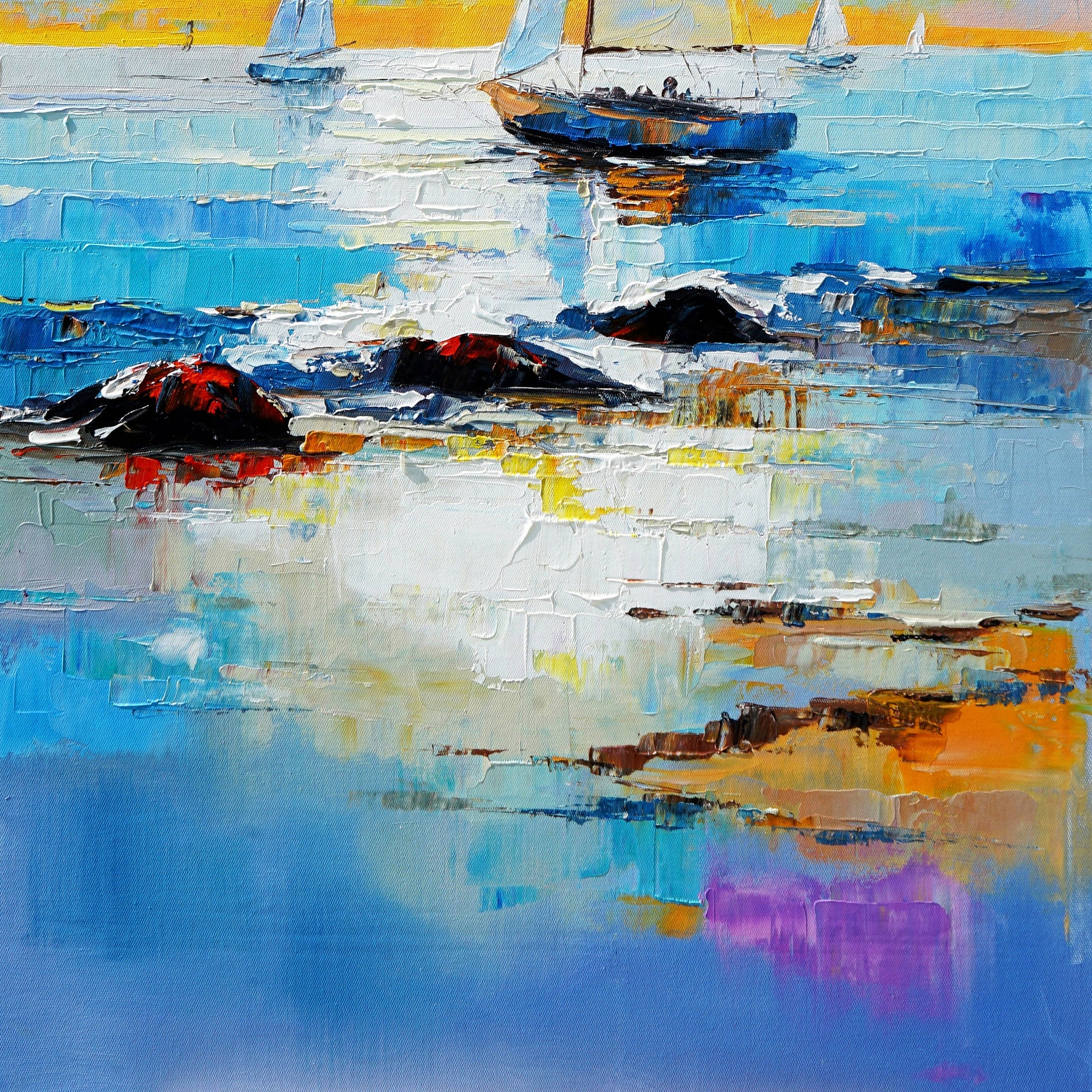 Dipinto a mano acrilico su tela Scenario Astratto 70x140cm