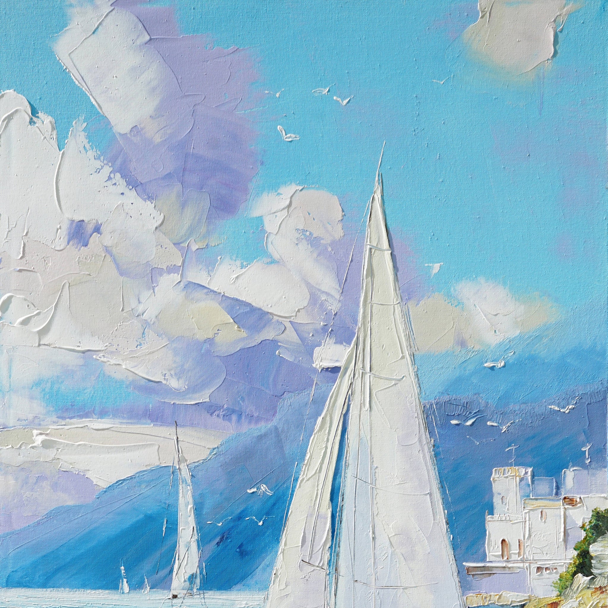 Dipinto a mano acrilico su tela Scenario Astratto 70x140cm