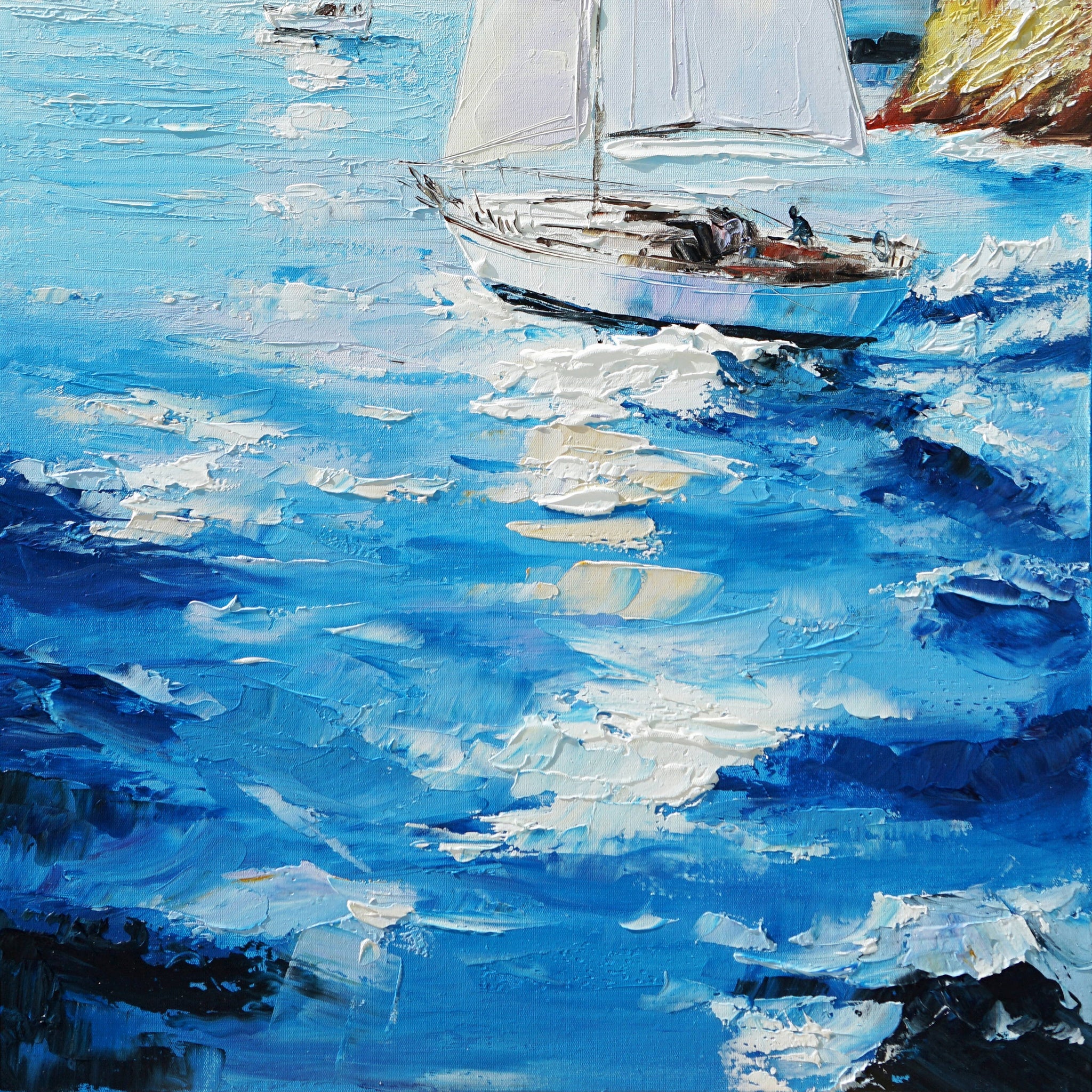 Dipinto a mano acrilico su tela Scenario Astratto 70x140cm