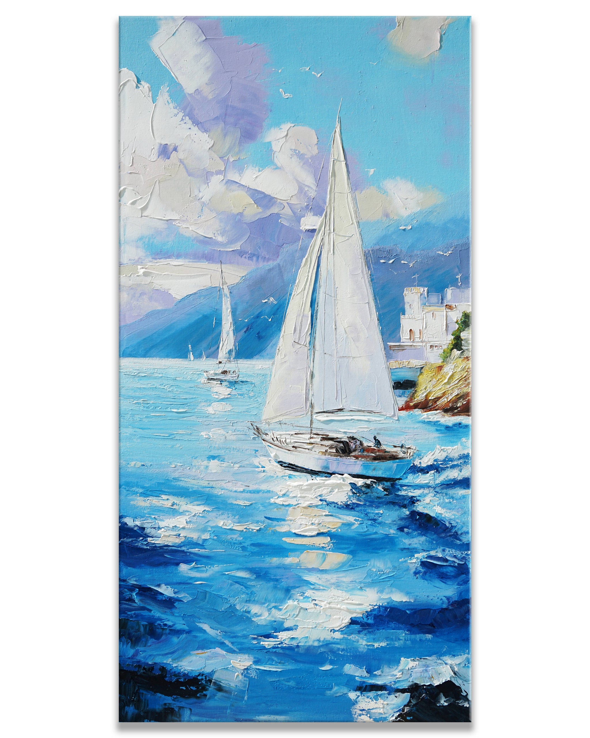 Dipinto a mano acrilico su tela Scenario Astratto 70x140cm