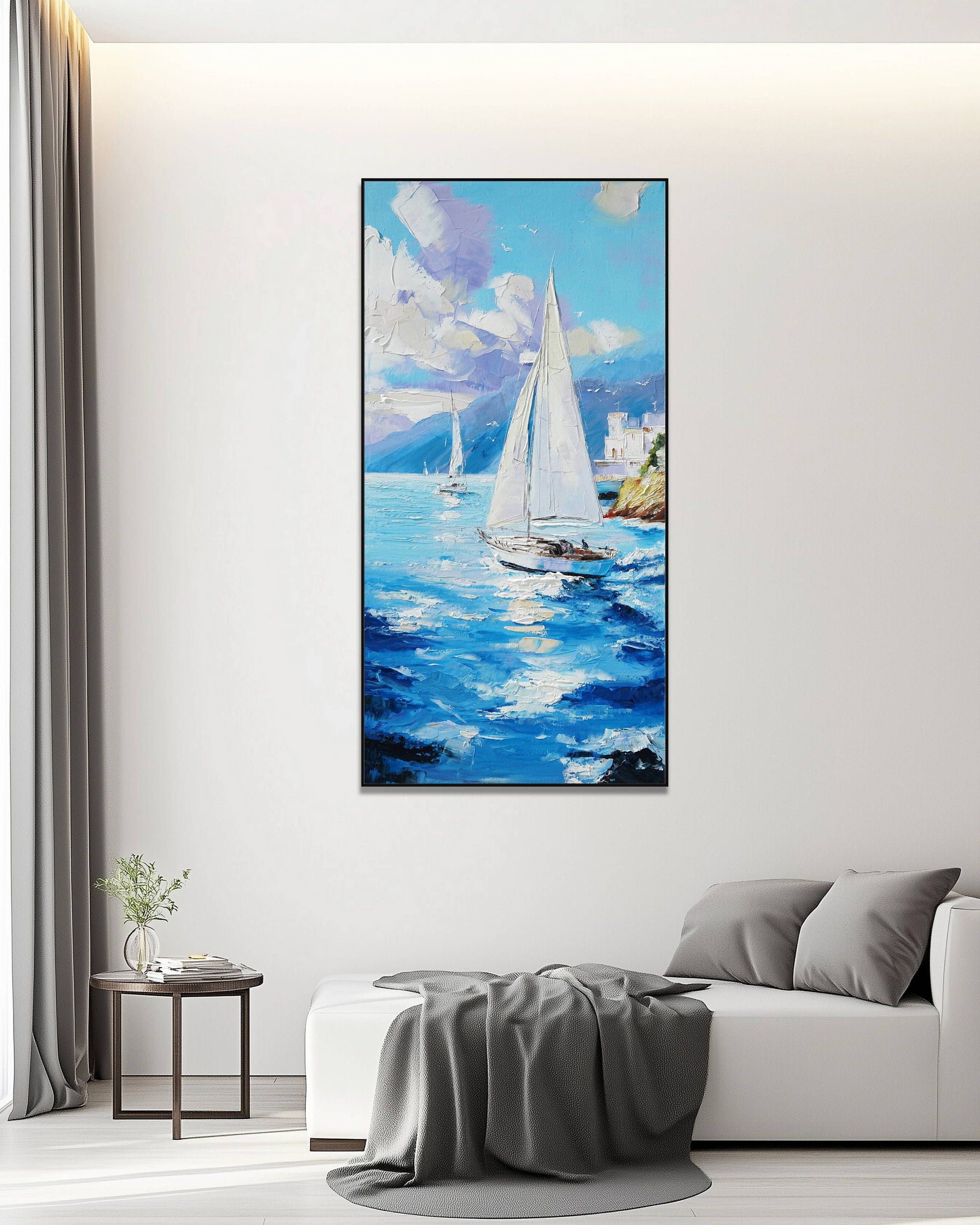 Dipinto a mano acrilico su tela Scenario Astratto 70x140cm