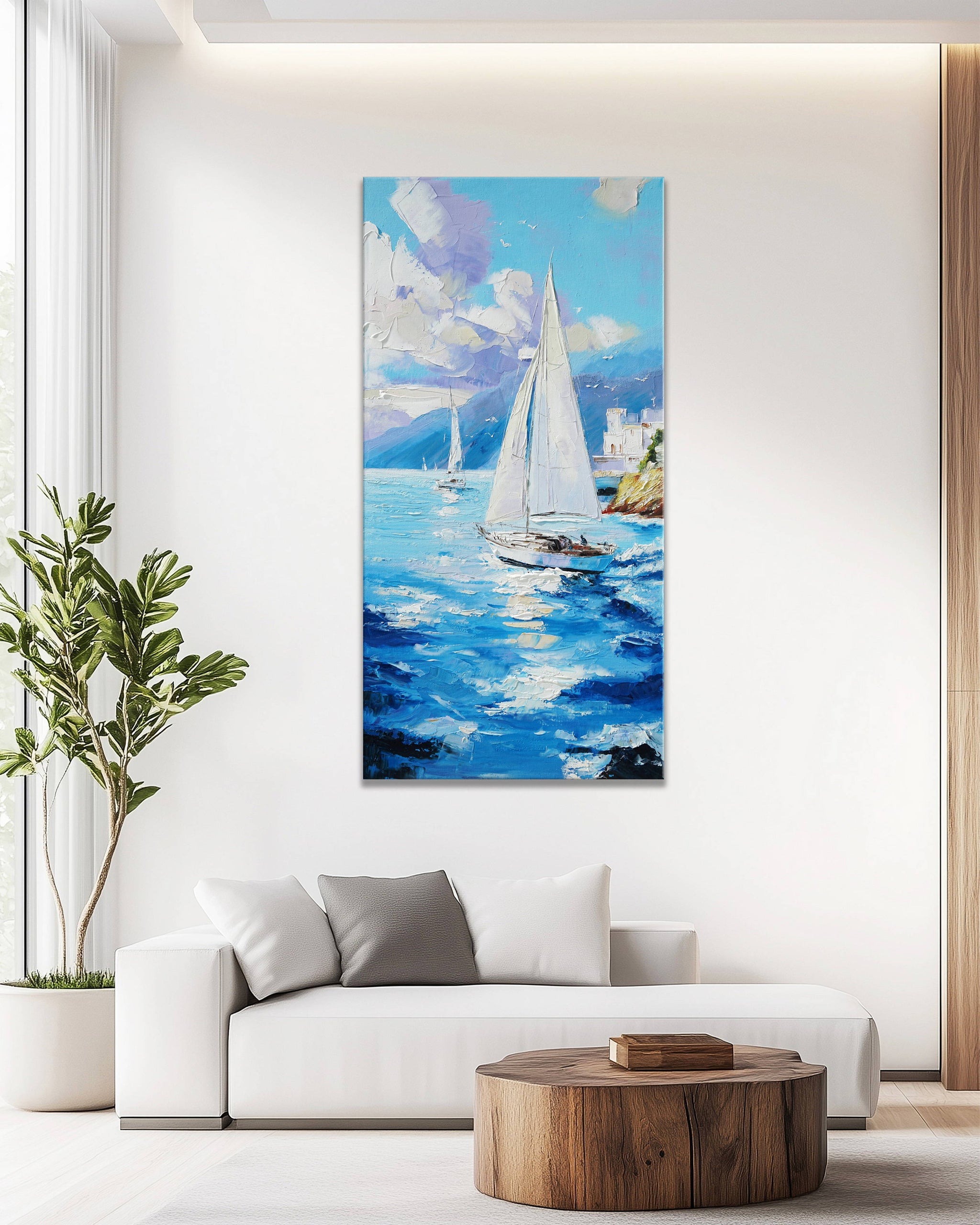 Dipinto a mano acrilico su tela Scenario Astratto 70x140cm