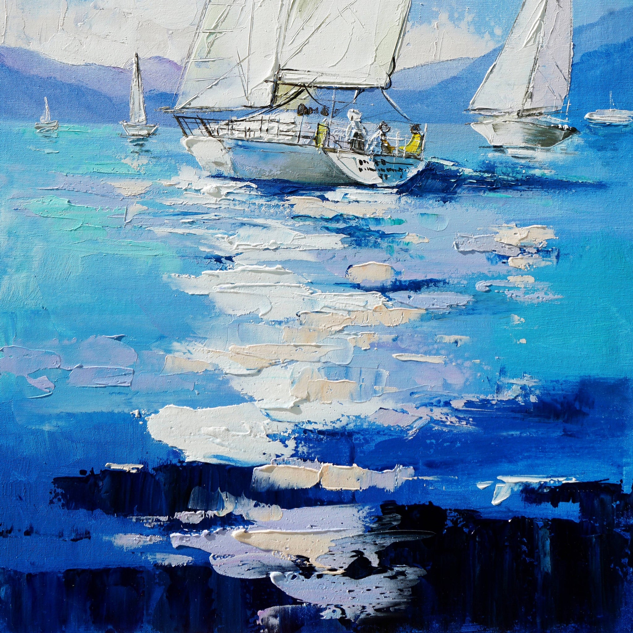 Dipinto a mano acrilico su tela Scenario Astratto 70x140cm