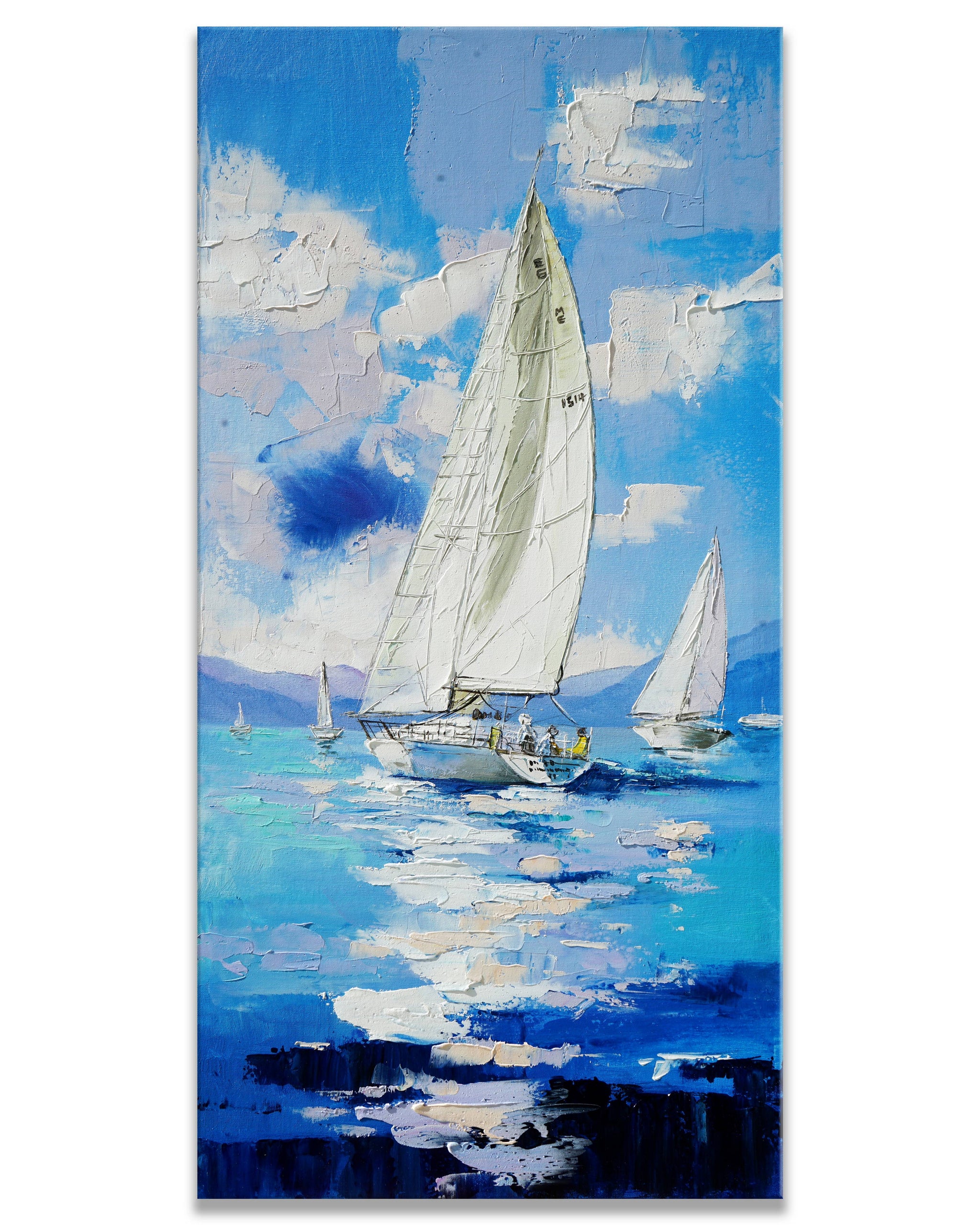Dipinto a mano acrilico su tela Scenario Astratto 70x140cm
