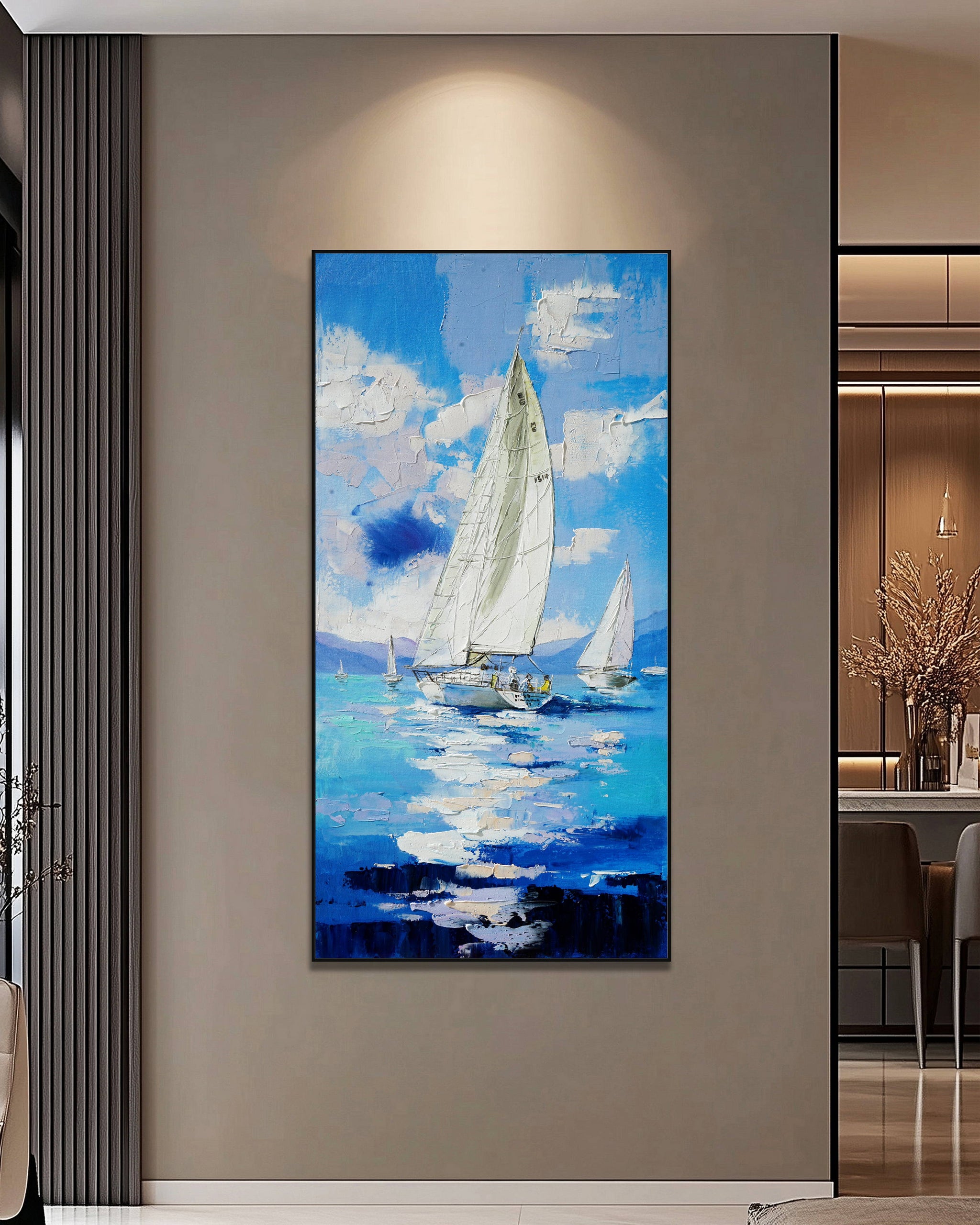 Dipinto a mano acrilico su tela Scenario Astratto 70x140cm