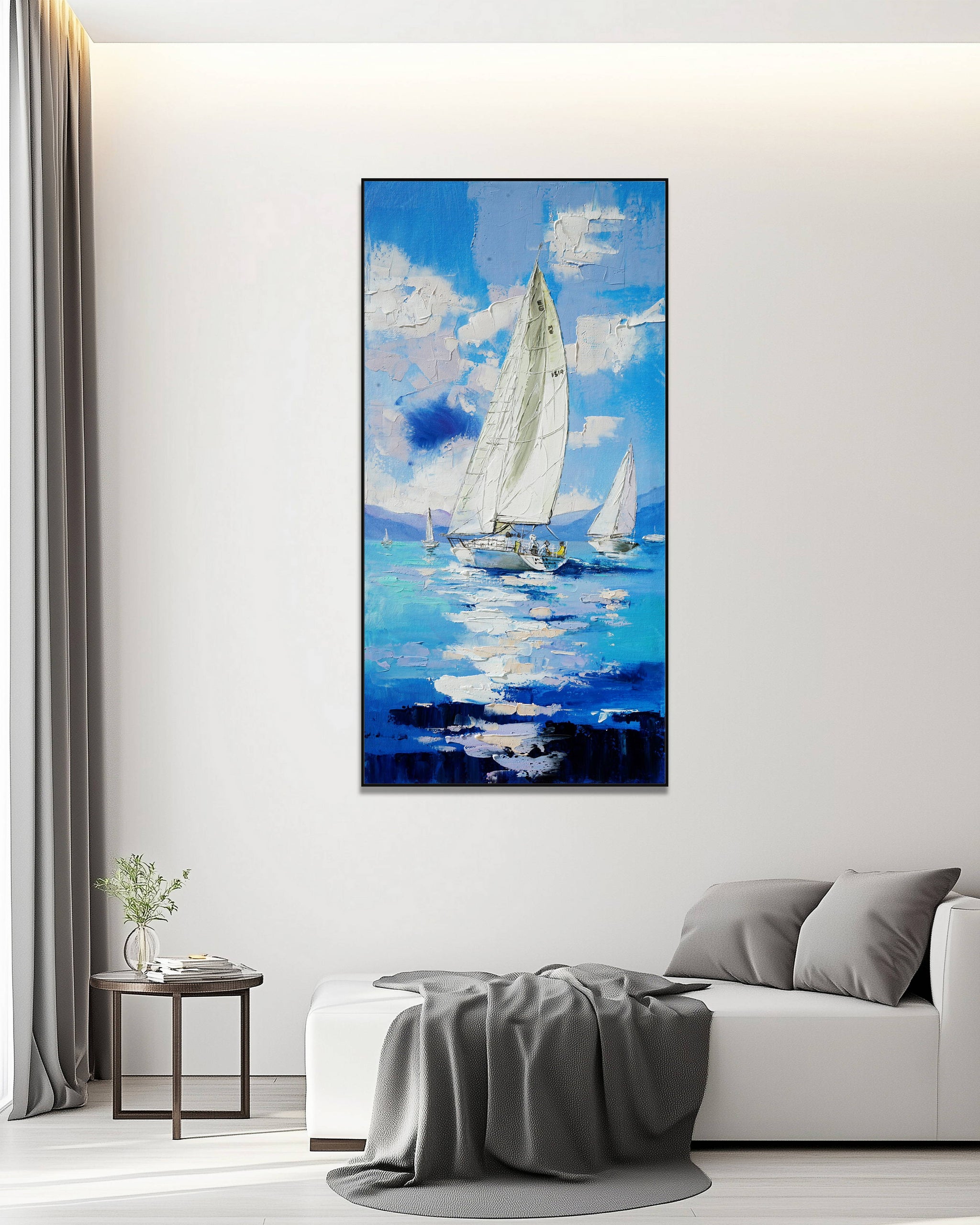Dipinto a mano acrilico su tela Scenario Astratto 70x140cm