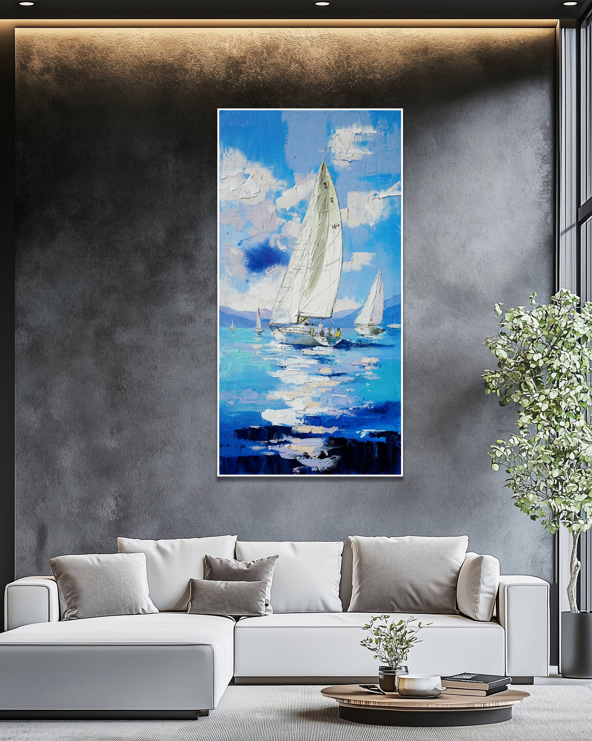 Dipinto a mano acrilico su tela Scenario Astratto 70x140cm