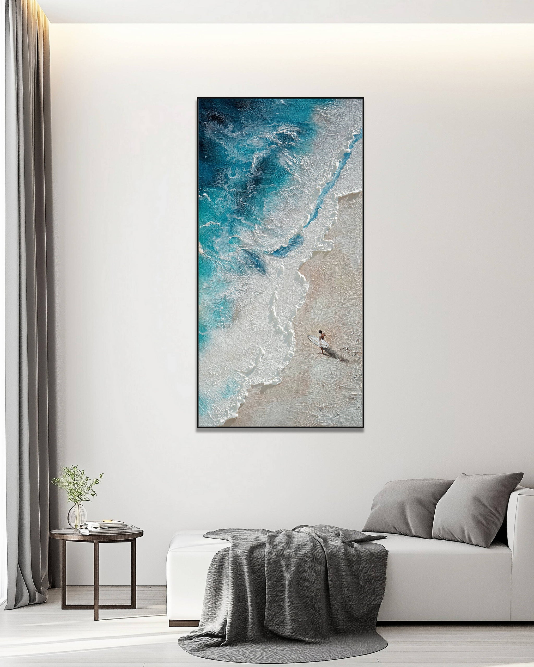 Dipinto a mano acrilico su tela Scenario Astratto 70x140cm